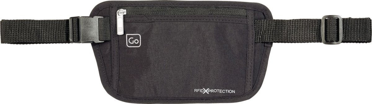 Go Travel RFID Money Belt - Secure & Slim Anti-Theft Waist Pouch for Travel, Running & Daily Use - Block RFID Scanning for Credit Cards & Passports
