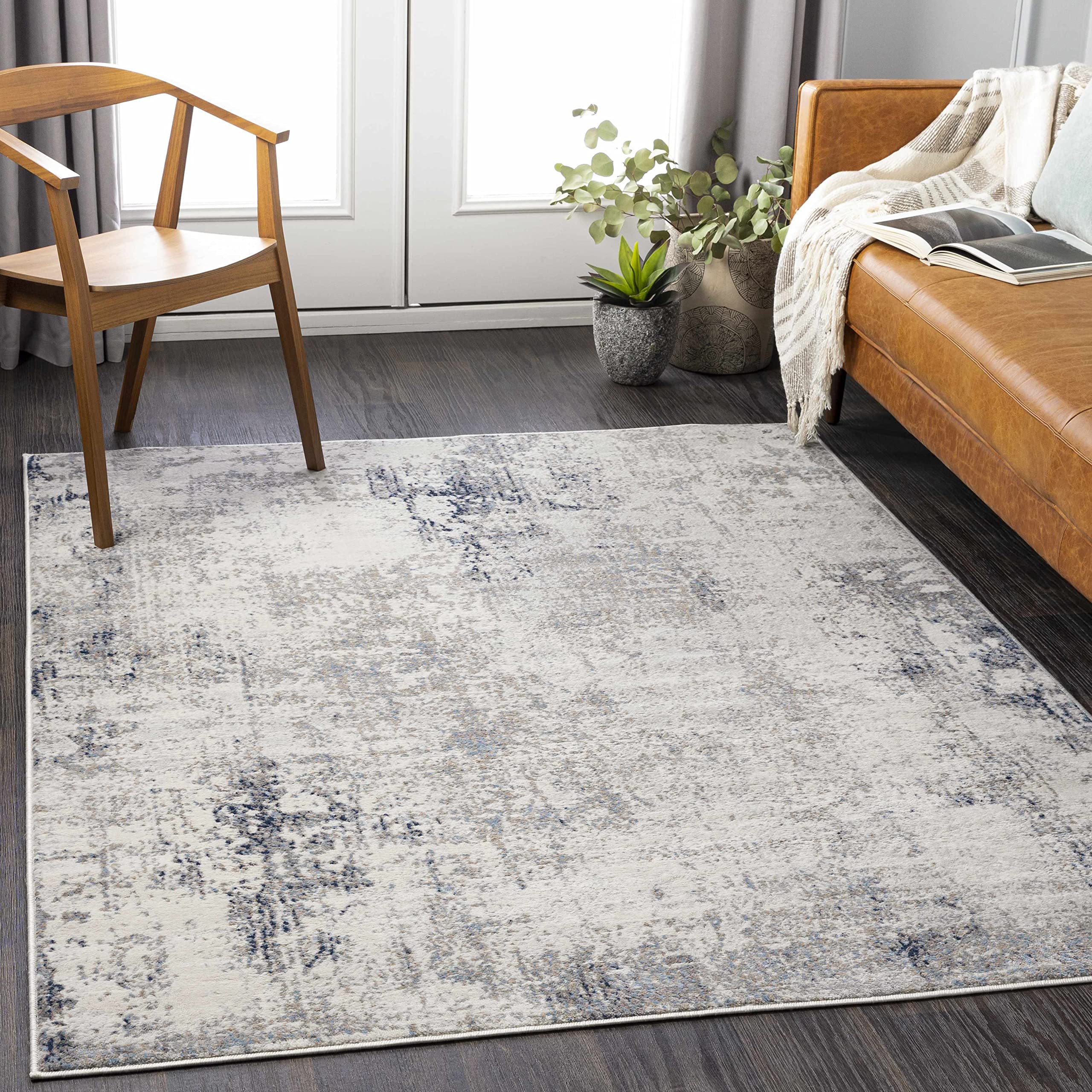 Modern Hauteloom Artarmon Area Rug for Living Room & Bedroom - Soft Gray, Ivory, Beige - 7'10