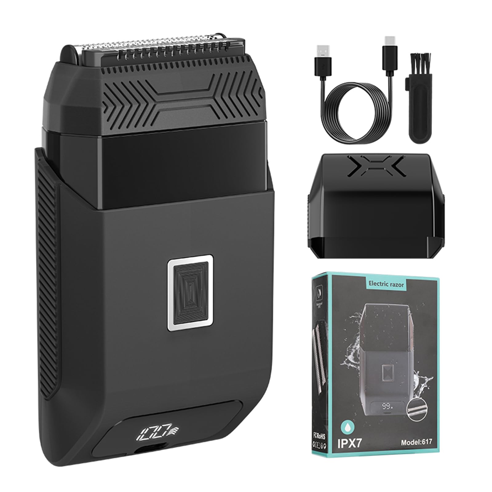 Premium Rechargeable Electric Shaver with Digital Display - Cordless Travel Shaver for Men, Smooth Shaving for Business Trips & Daily Grooming