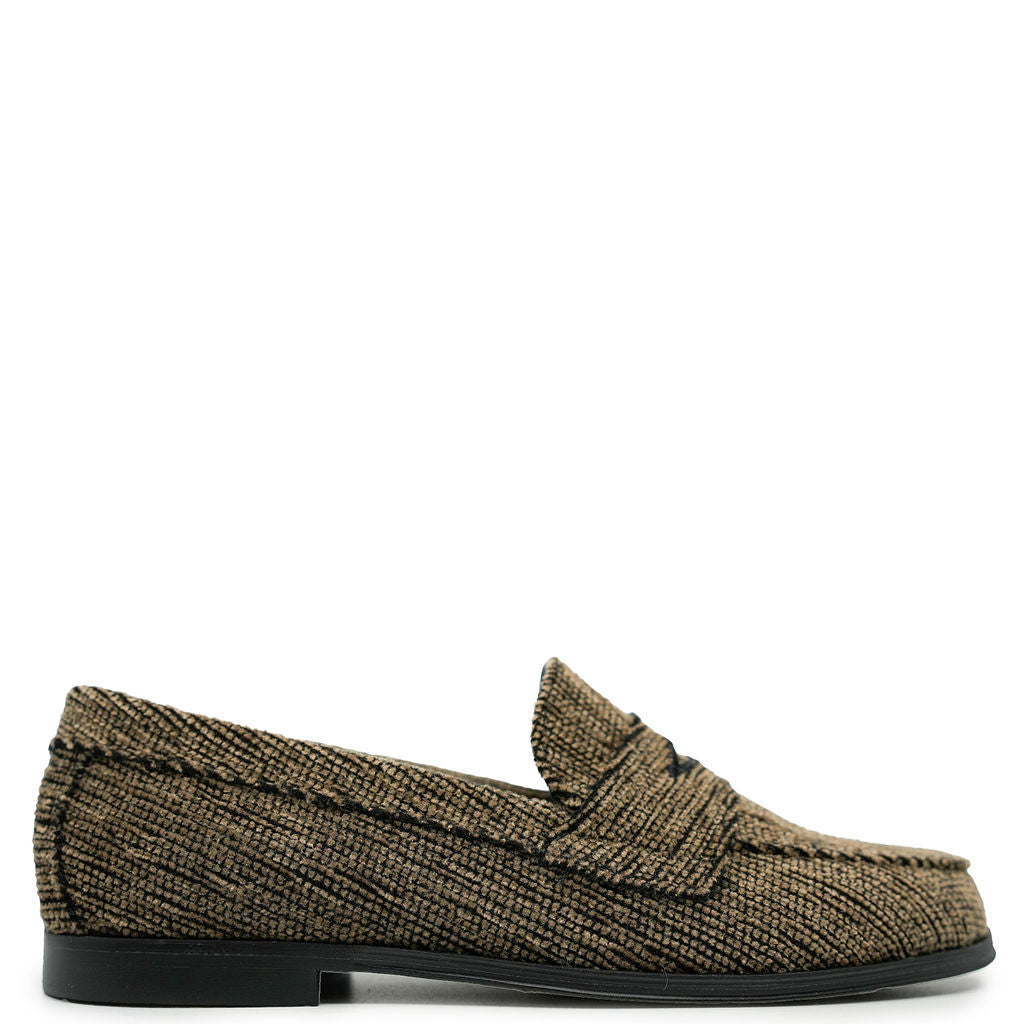 Blublonc Taupe Corduroy Penny Loafers for Men - Comfortable Slip-On Dress Shoes for Business Casual & Office Wear