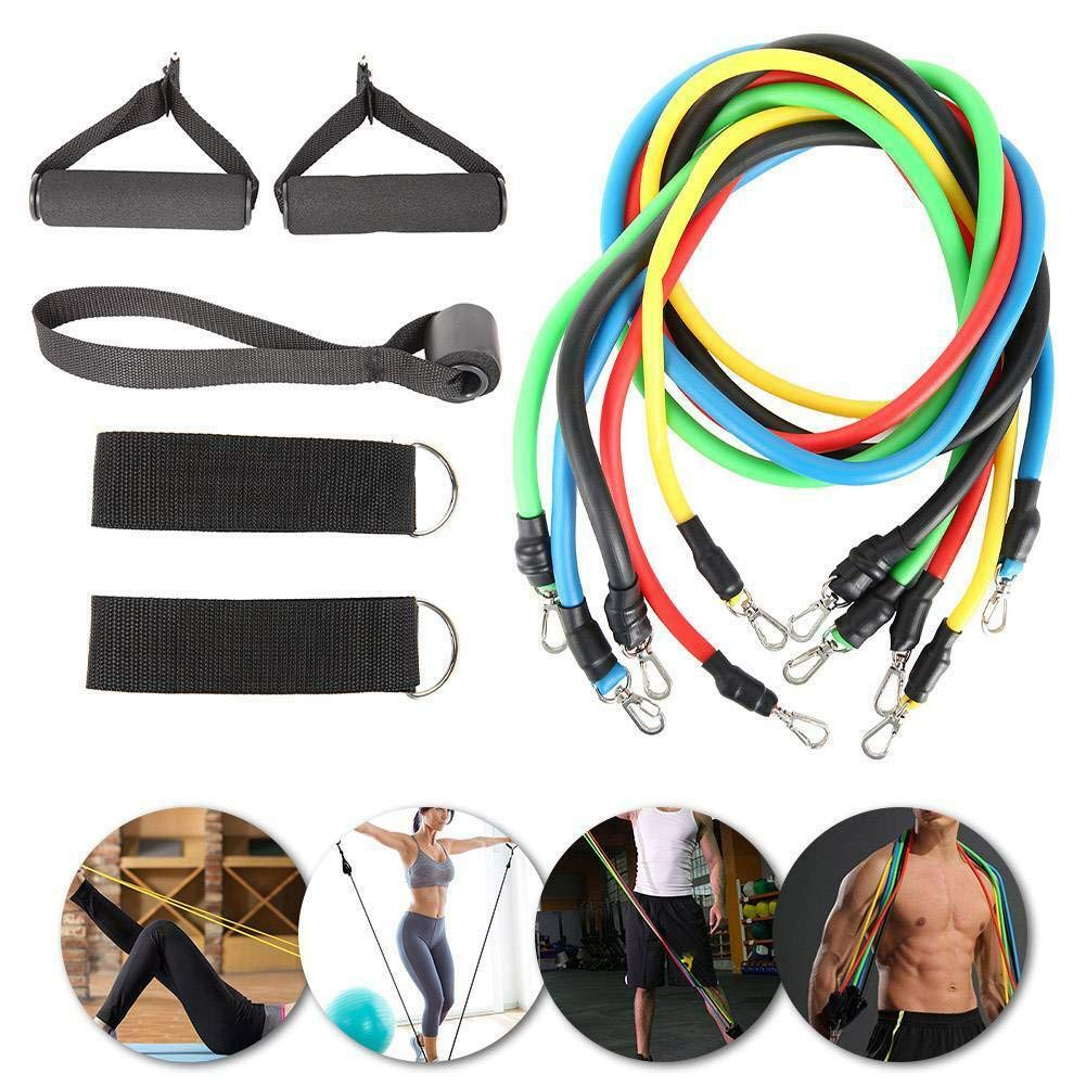 Premium 11-Piece Exercise Resistance Bands Set for Strength Training & Stretching - Includes Fitness Tubes, Foam Handles, Ankle Straps & Door Anchor - Perfect for Home Gym Workouts for Men & Women - Ideal for Yoga, Pilates, Physical Therapy & Full-Body Toning