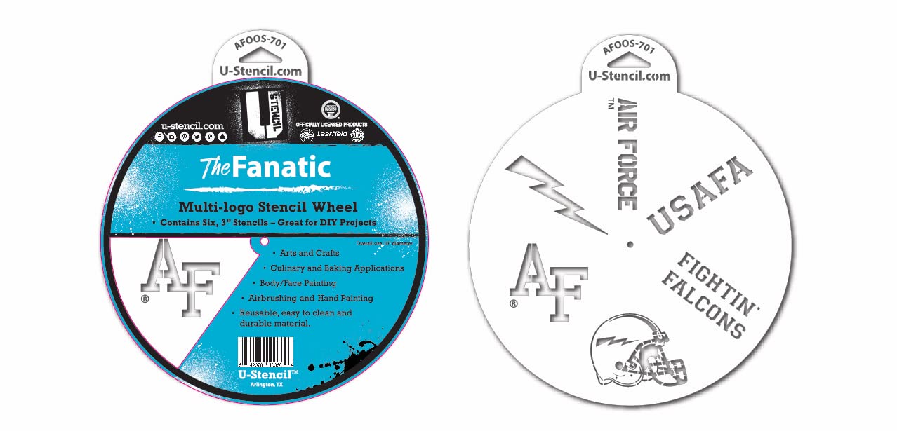 Air Force Small Fanatic Stencil Wheel - Custom Car Decal for Sports Fans & Military Enthusiasts | Perfect for DIY Projects, Car Accessories, and Fan Gear
