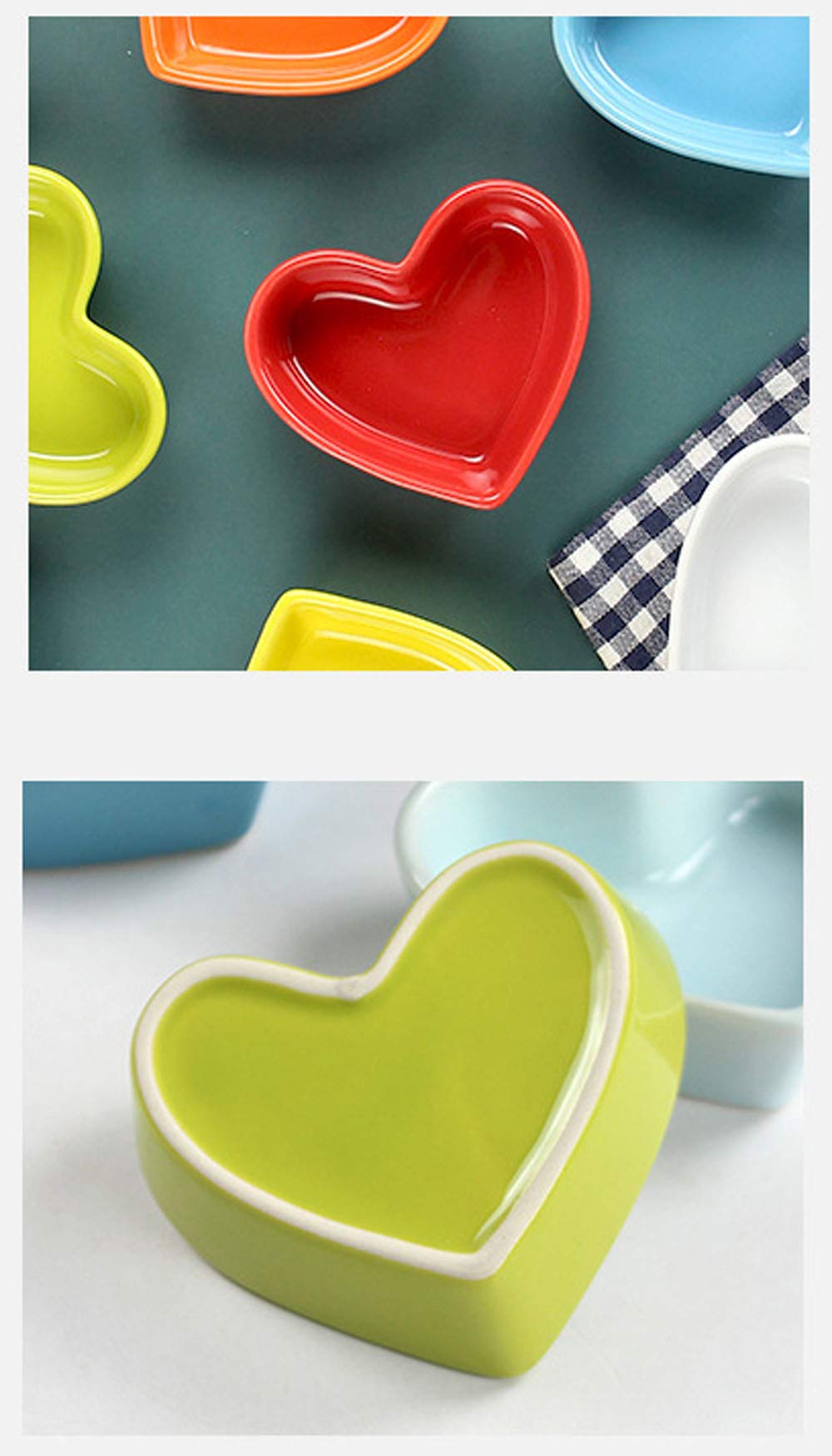 FUYU Colorful Heart Shaped Ceramic Ramekin Bowls - 4oz Mini Souffle Dishes, Pudding Cups, Snack Bowls for Dipping Sauces | Perfect for Valentine's Day Desserts, Romantic Dinners & Party Appetizers