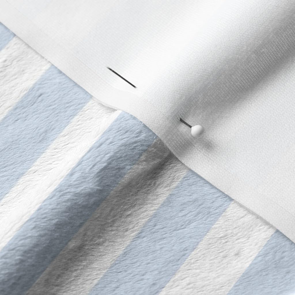 Pale Blueberry Blue & White Striped Minky Fabric by Spoonflower - Soft Plush Fat Quarter for Sewing Baby Blankets, Quilt Backing, DIY Projects - Perfect for Nursery Decor, Summer Clothing & Cozy Home Crafts