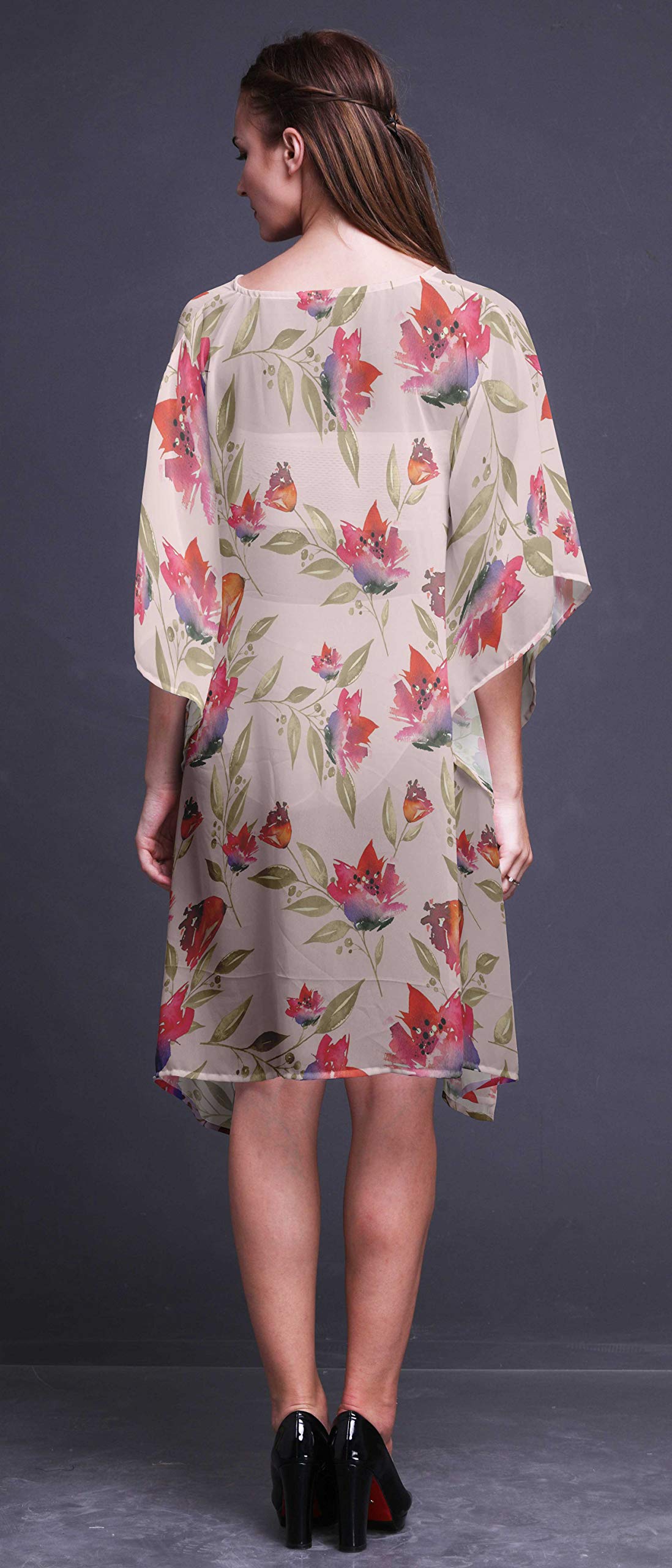 Bimba Women's Short Caftan Midi Dress - Beach Cover Up, Swimwear Dress, Summer Boho Kaftan for Pool, Vacation & Resort Wear