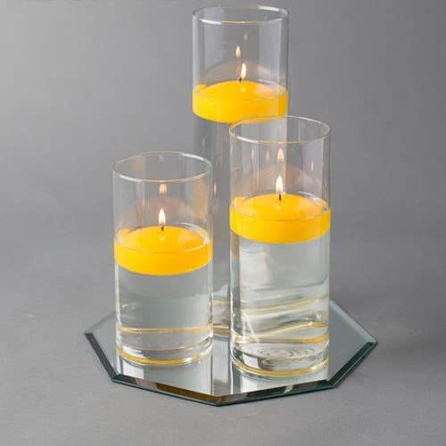 Eastland Octagon Mirror & Cylinder Vase Set with Floating Candles - 48-Piece Wedding Centerpiece Decor (10