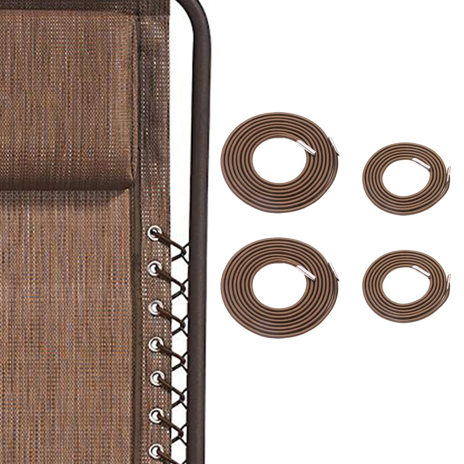 **4-Pack Replacement Bungee Cords for Zero Gravity Chairs - Heavy Duty Repair Kit for Lounge & Recliner Chairs (Brown) - Perfect for Outdoor Patio, Poolside Relaxation & Backyard Lounging**