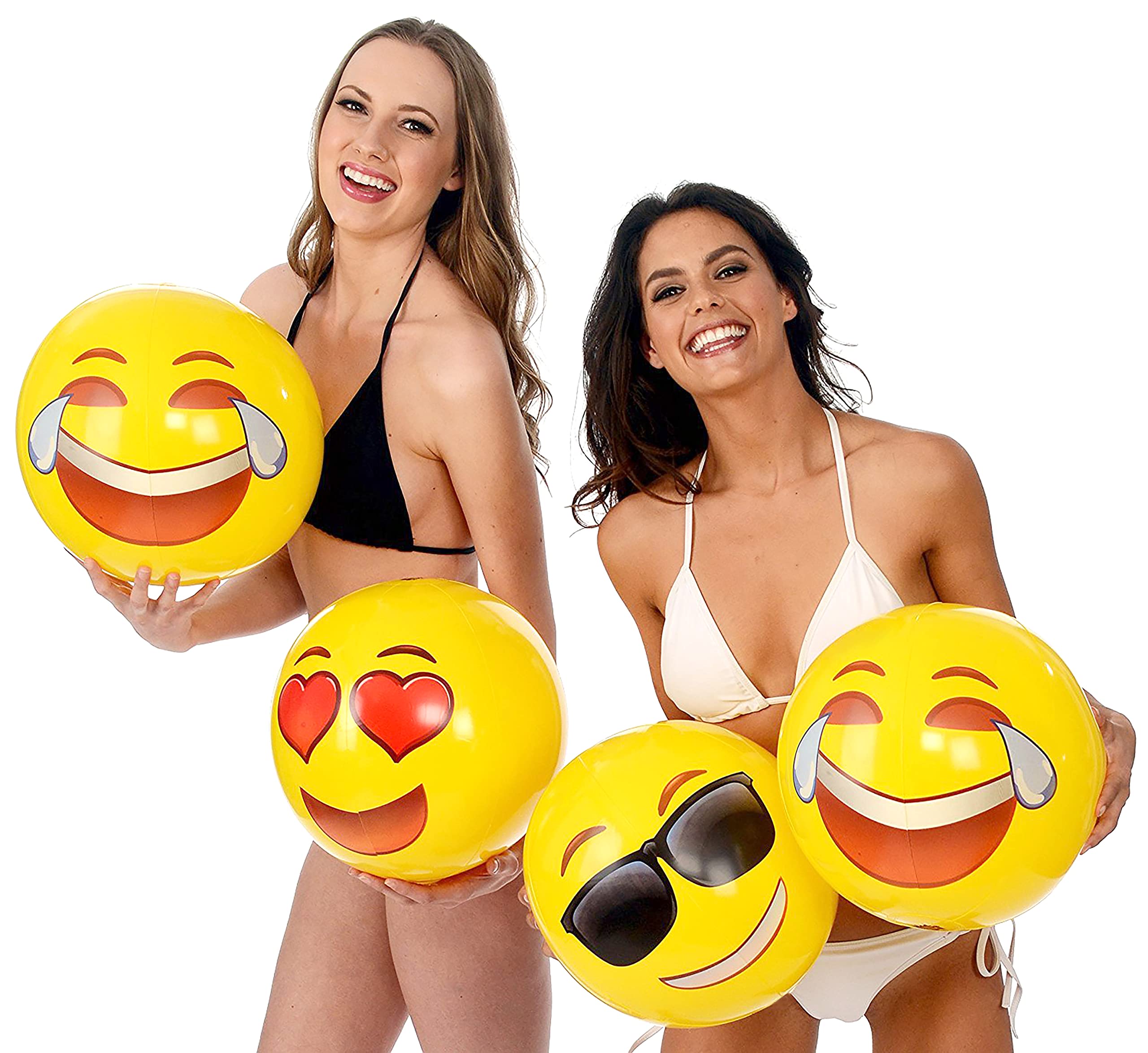 **18 Inch Inflatable Coconut Float Emoji Beach Balls - Fun Summer Pool Party & Swim Event Accessories for Beach, Backyard, and Water Games**