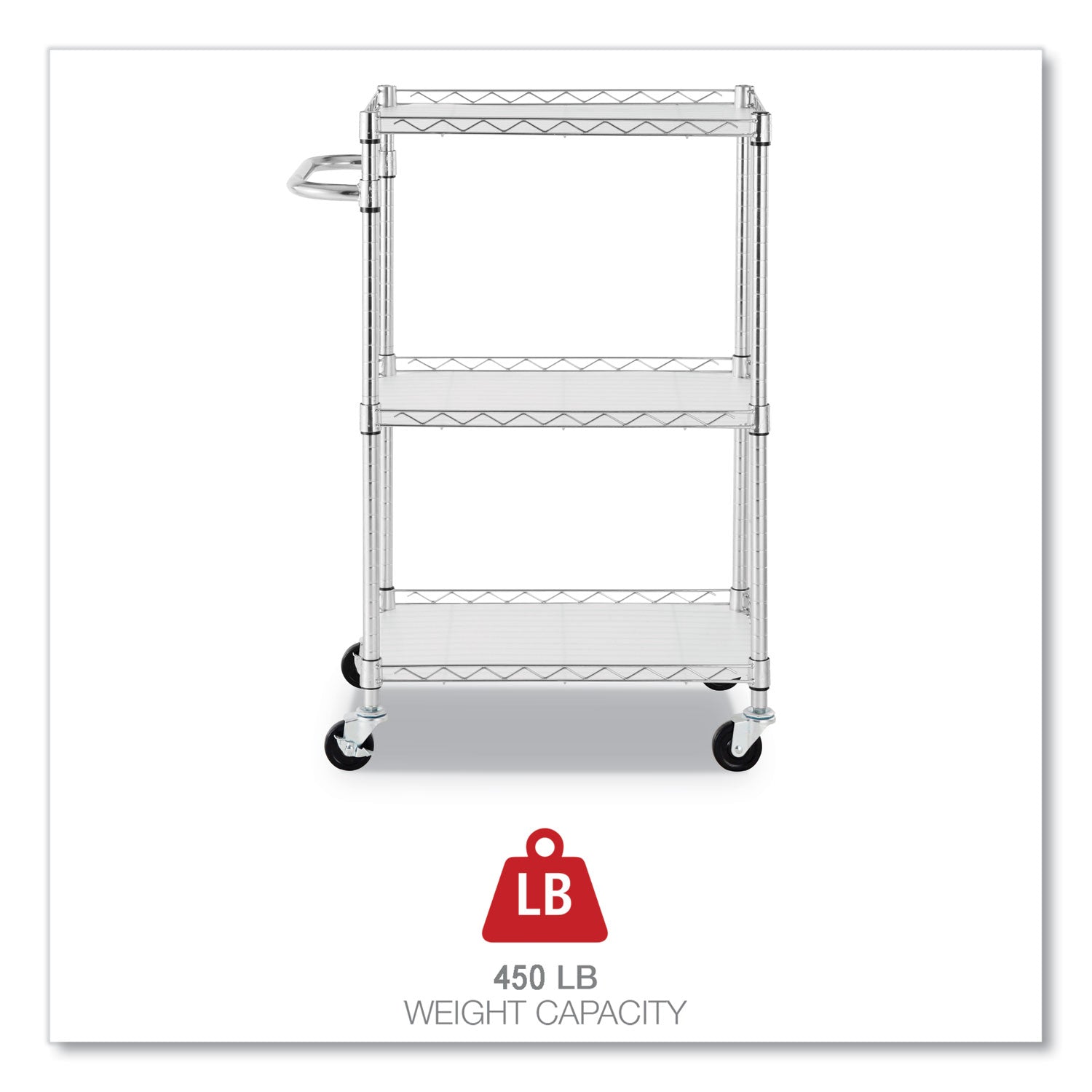 Alera® 3-Tier Heavy Duty Wire Utility Cart with Removable Liners, 450 lb Capacity, 24
