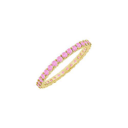 14K Yellow Gold Pink Sapphire Eternity Bangle - 6.00 CT TGW - Elegant Wedding Gift, Anniversary Jewelry & Special Occasion Bracelet for Women