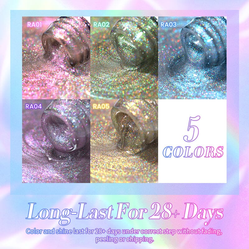10ml Aurora Rainbow Cat Magnetic Gel Polish - Long Lasting Nail Art for Parties, Holidays & Special Occasions
