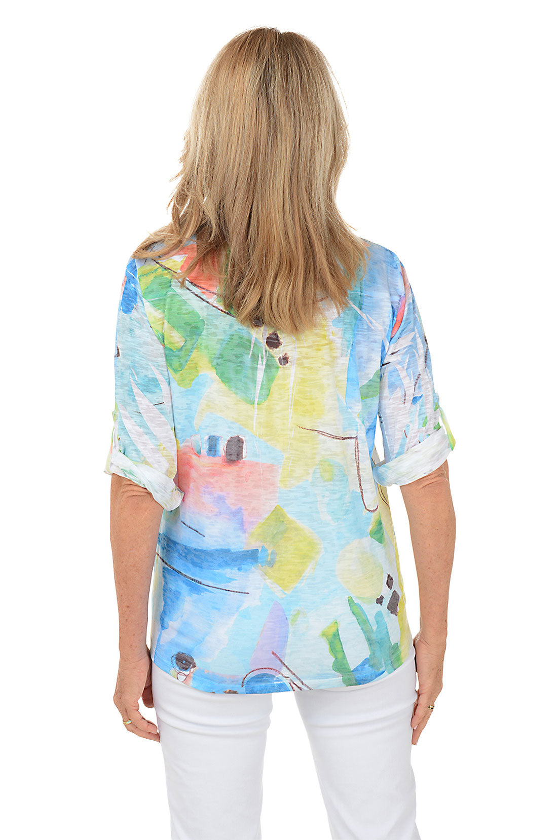 Stylish Petite Abstract Print High-Low Knit Top for Women - Trendy Casual & Party Wear