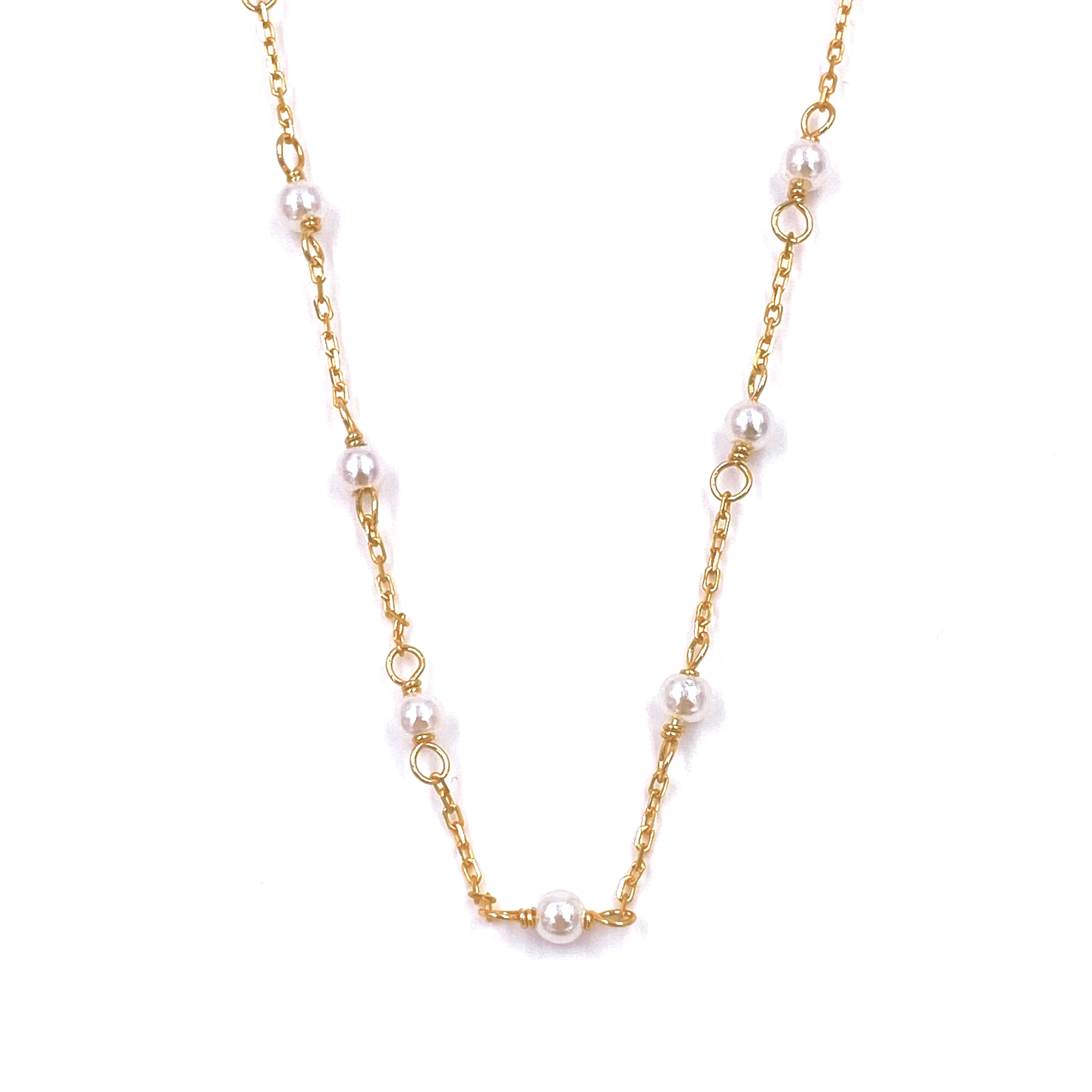 Ashley Gold Sterling Silver Gold Plated Pearls By The Yard Necklace - Elegant Layered Pearl Chain for Women, Perfect for Weddings, Parties & Everyday Wear