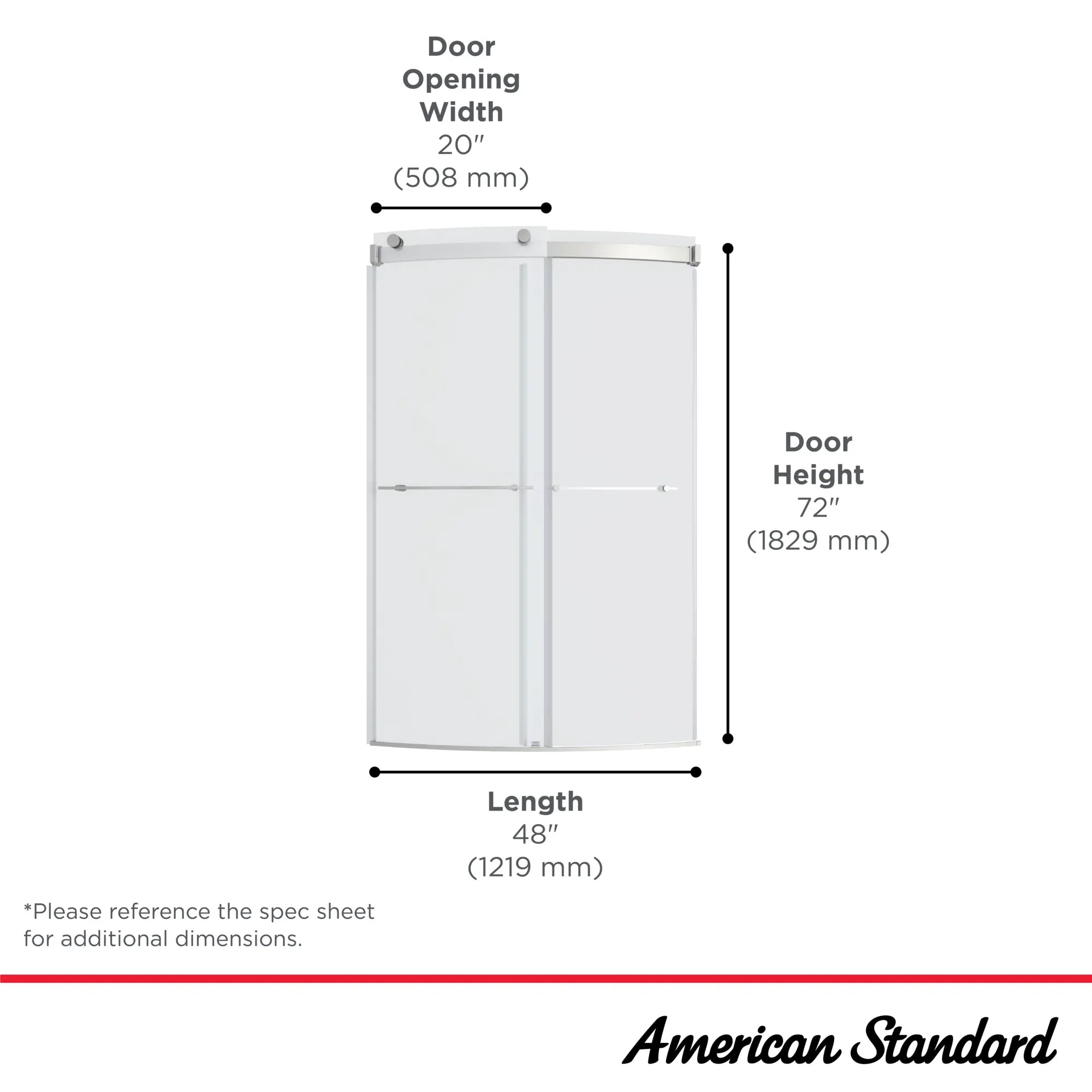 48x72 Inch Frameless Curved Sliding Shower Door - Top Roller System for Smooth Operation - Perfect for Modern Bathrooms & Spa-Like Showers