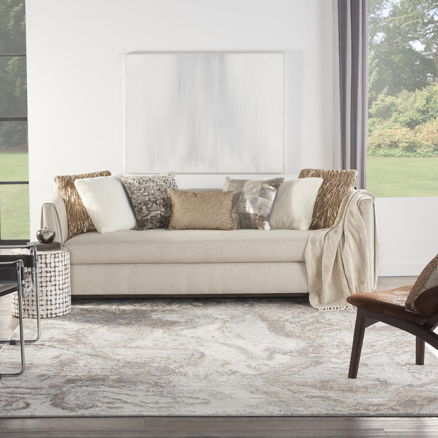 Nourison Elation Abstract Ivory Grey 7'10