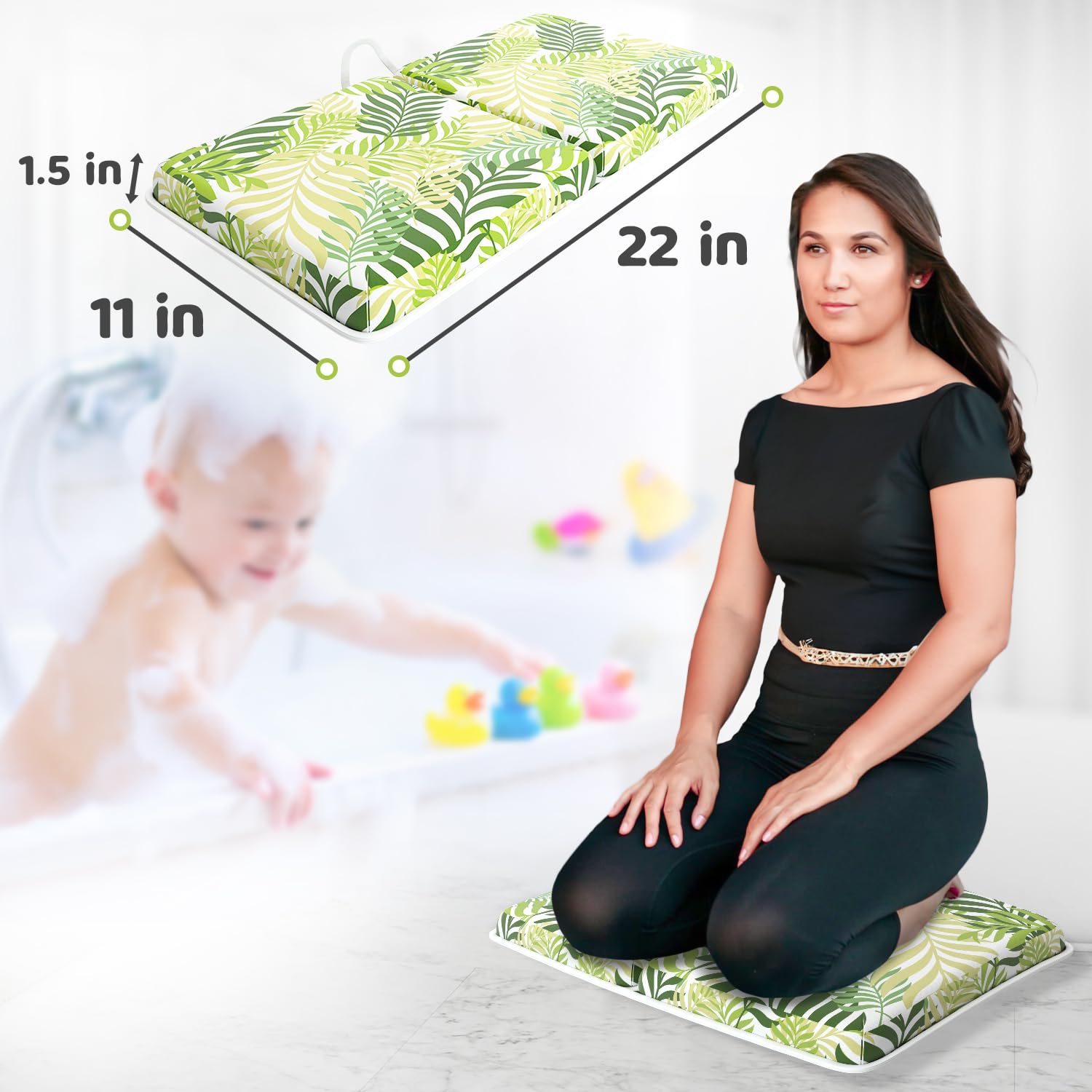 Waterproof Memory Foam Baby Bath Kneeler & Elbow Rest Pad Set - Soft Bathing Mat Organizer for Infants & Toddlers | Non-Slip Sponge Cushion for Safe Bath Time | Perfect for Newborns, Bathtub, and Shower Use