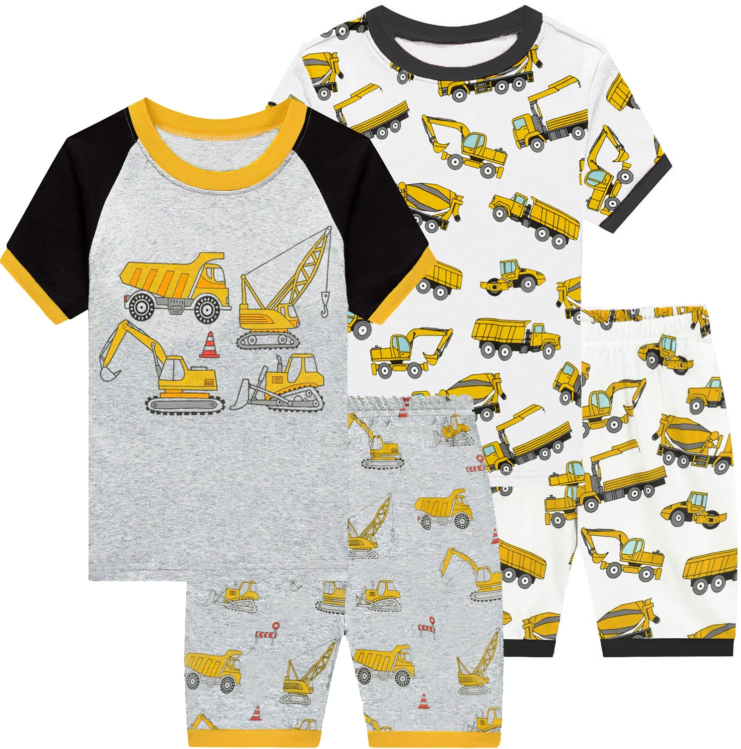 **Monster Truck Toddler Boys Pajama Set - 100% Cotton Summer Sleepwear for Kids 2-4 Years | Soft & Breathable Short Sleeve PJS for Playtime & Bedtime**