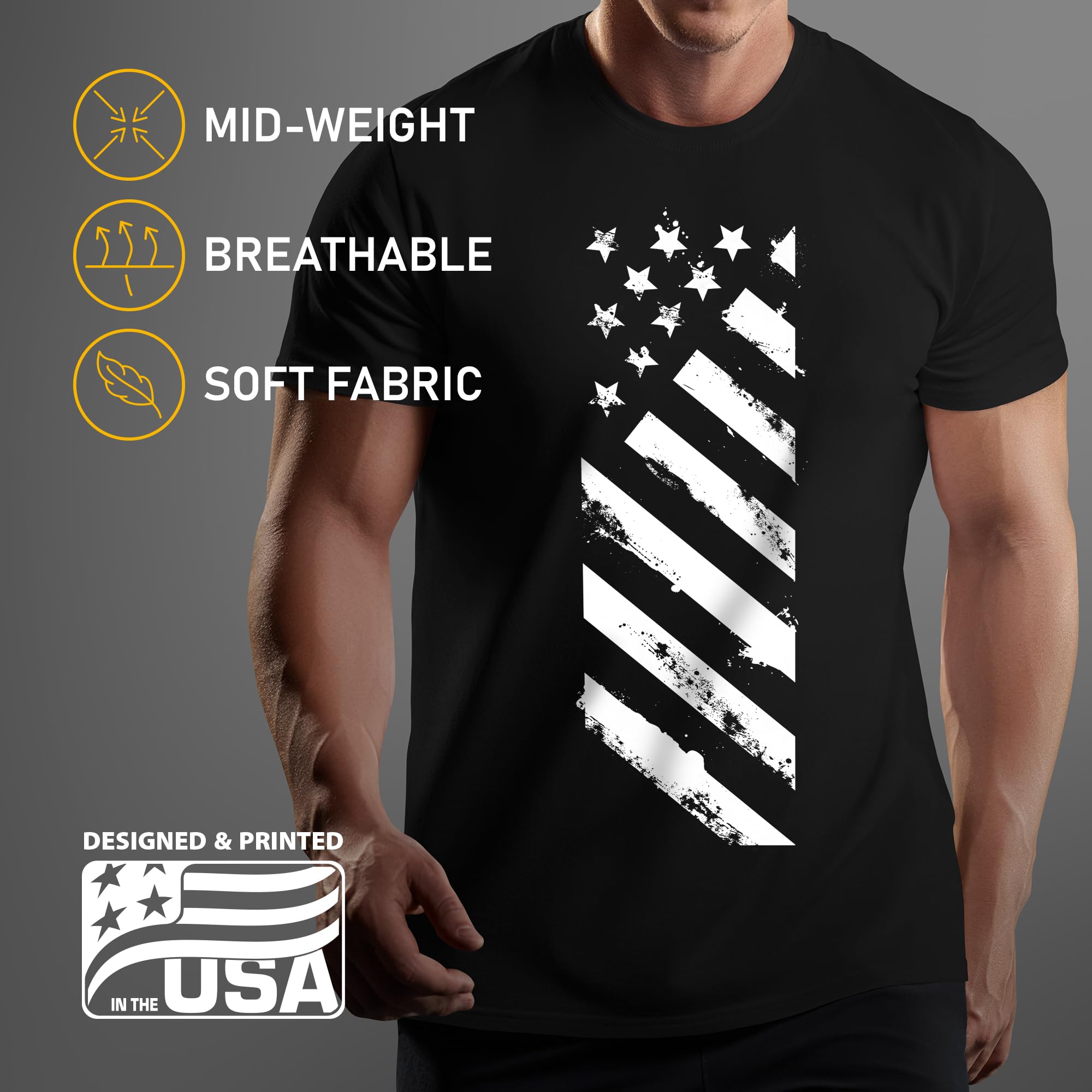American Flag T-Shirts for Men - Patriotic Short Sleeve Graphic Tee by Dion Wear | Perfect for 4th of July, Memorial Day & Veterans Day Celebrations