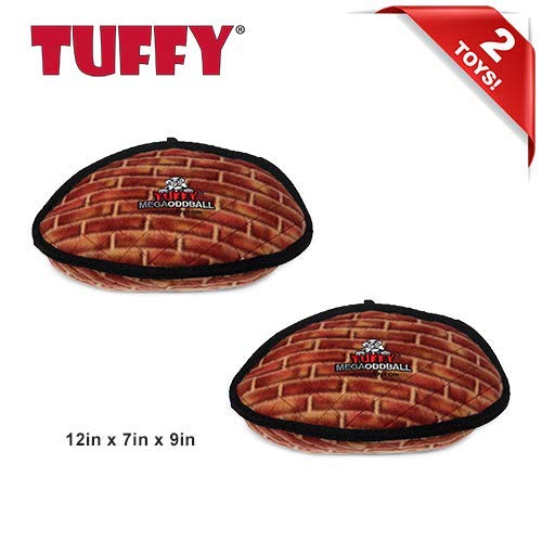 TUFFY - World's Toughest Soft Dog Toy - MEGA Odd Ball - No Squeakers - Multi-Layer Durable Design for Aggressive Chewers - Interactive Play (Tug, Toss & Fetch) - Machine Washable & Floats - Brick 2 Pack - Perfect for Outdoor Play, Beach Trips & Water Fetch Games