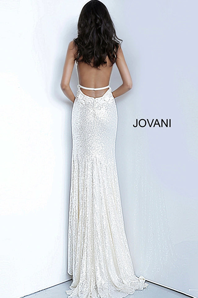 Anastella Deep V-Neck Floral Evening Gown - Jovani 1012 | Elegant Formal Dress for Prom, Wedding Guest & Special Occasions