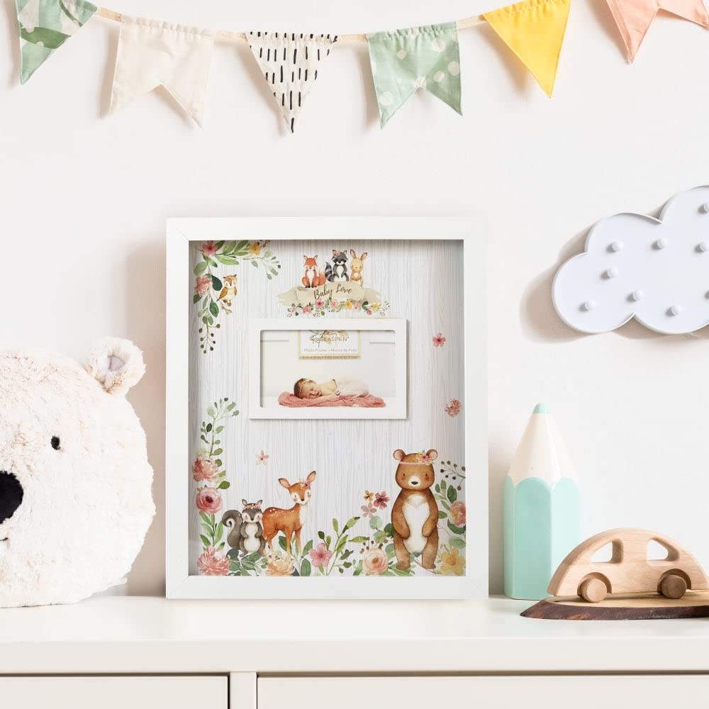 Kate Aspen Woodland Baby Shower Guest Book Alternative - Pink Frame with 30 Wooden Bears, Baby Boxes & Letters - Perfect for Baby Shower Decorations & Nursery Sign-in Keepsakes
