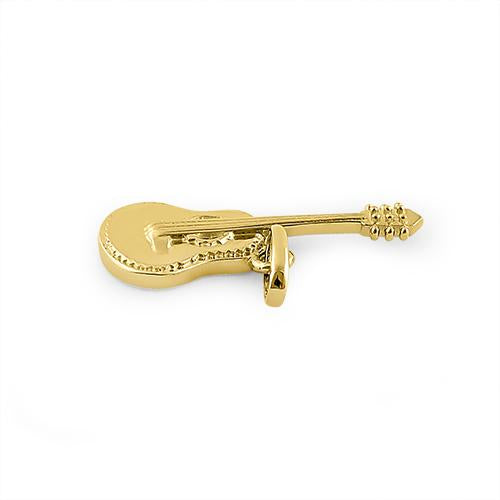 14K Solid Yellow Gold Guitar Pendant Necklace - Elegant Music Jewelry Gift for Musicians & Music Lovers - Perfect for Concerts, Gifts & Everyday Wear