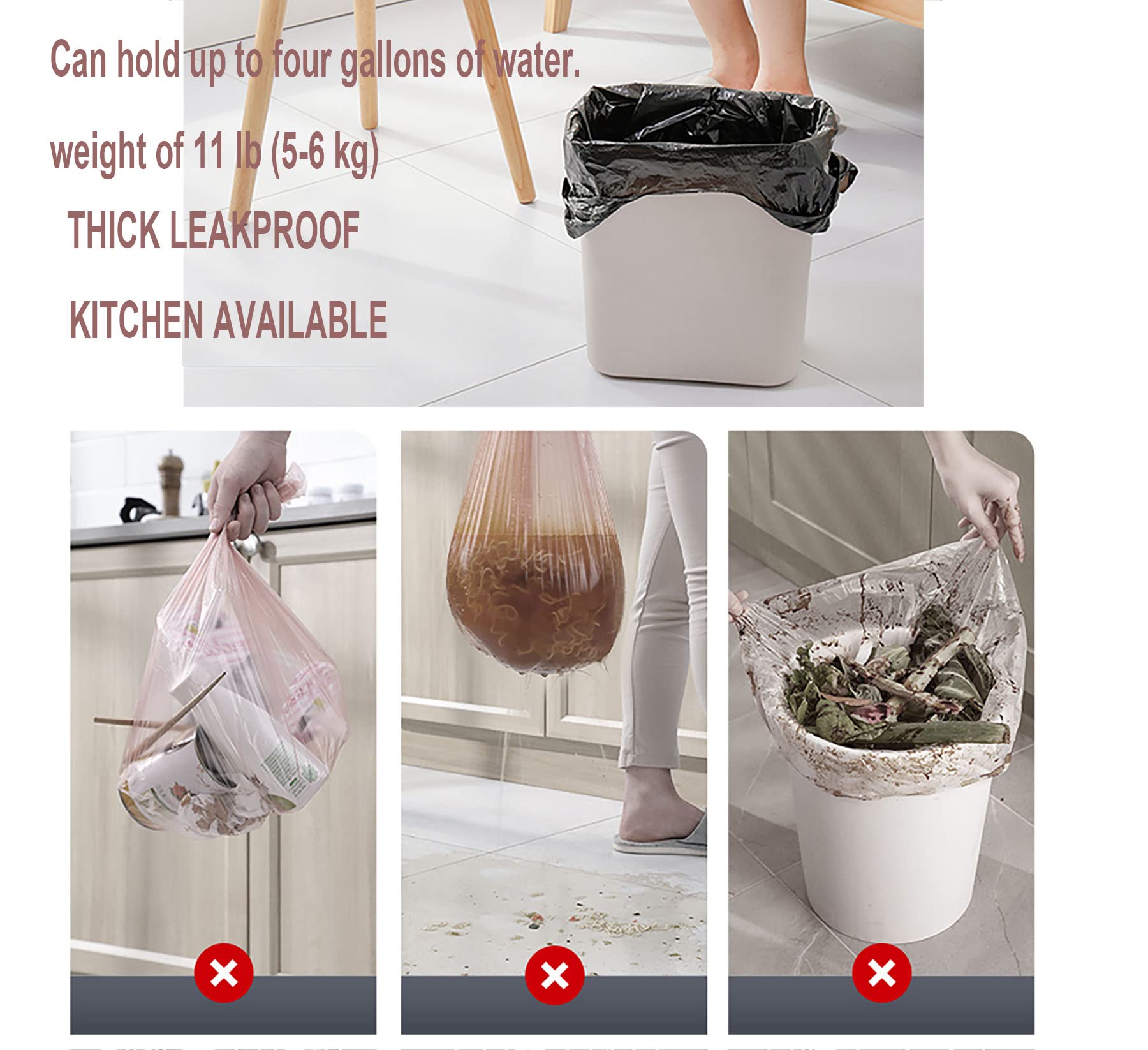 4 Gallon Small Trash Bags (120 Count, 6 Rolls) - Disposable Multicolor Garbage Bags for Bathroom, Office & Wastebasket - Perfect for Home, Kitchen & Commercial Use