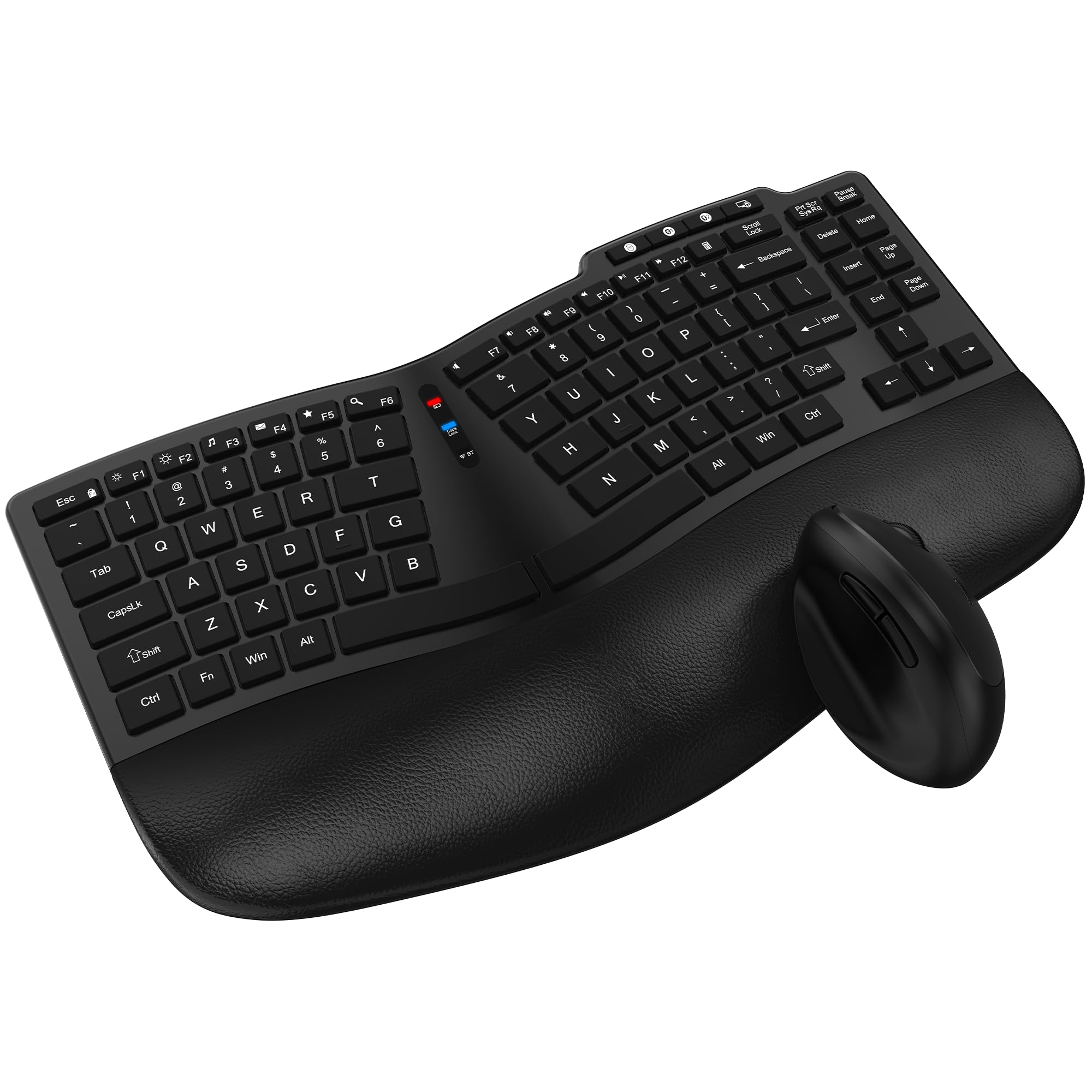 Ergonomic Wireless Keyboard and Mouse Combo - Bluetooth/2.4G Split Design with Palm Rest | 3-Level DPI Adjustable Vertical Mouse | Rechargeable for Windows & Mac | Perfect for Office, Gaming & Home Use