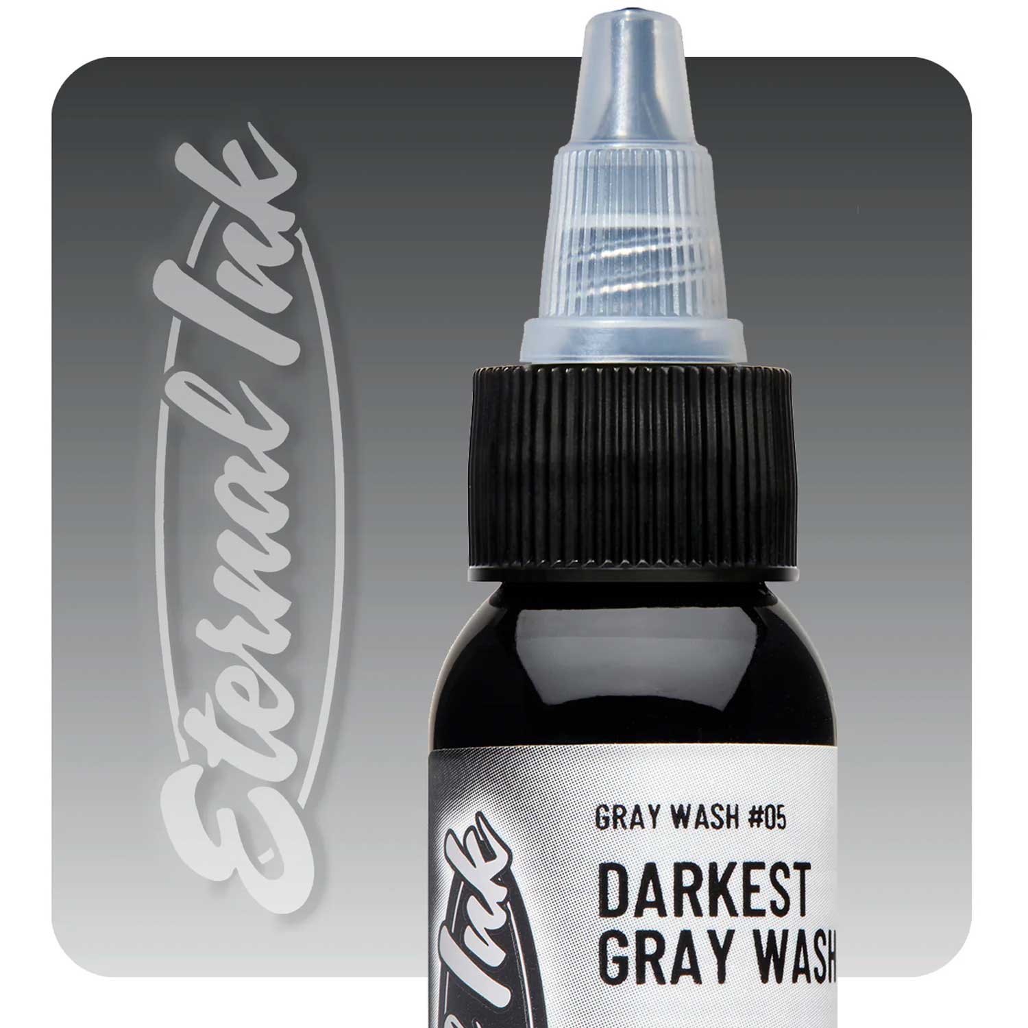 Darkest Gray Wash Eternal Ink - 4 oz Bottle for Tattoo Artists & Permanent Makeup | Professional Tattoo Ink for Fine Line Work & Shading