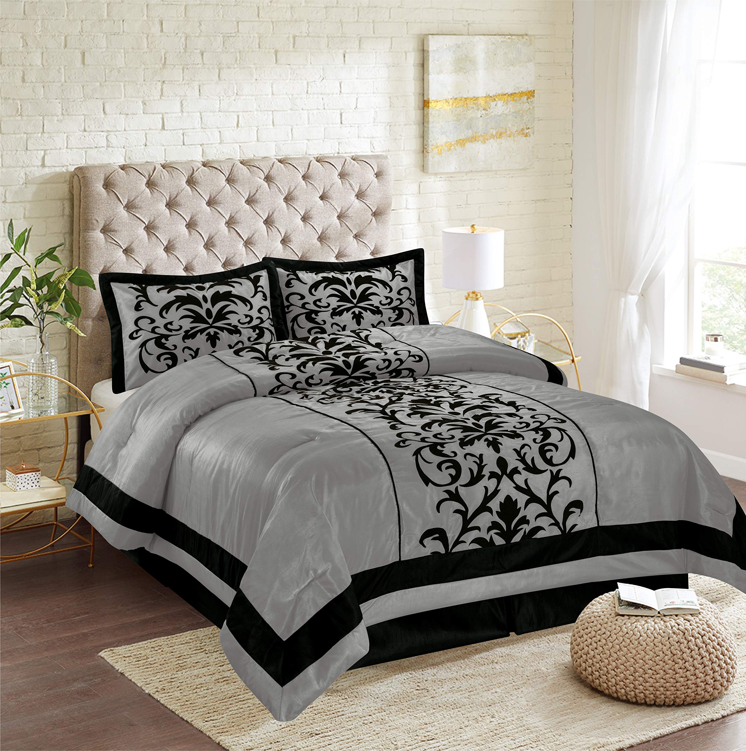 Empire Home Donna 4-Piece Comforter Set - Full Size Grey Bedding Set for Cozy Bedroom Decor | Soft & Comfortable Duvet Cover with Pillow Shams | Perfect for Master Bedroom, Guest Room & Dorm