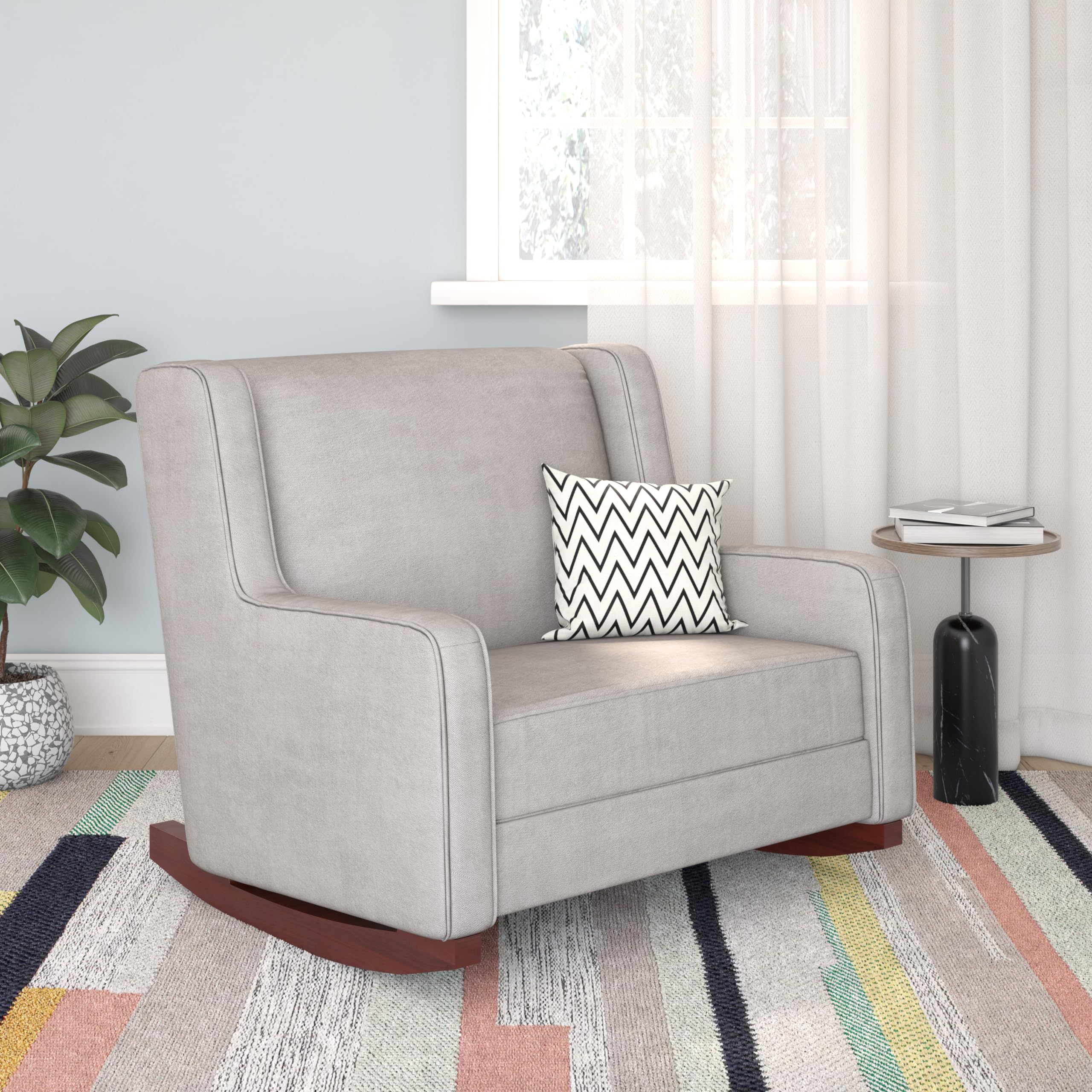 Baby Relax Hadley Double Rocker Chair - Comfortable Nursery Glider for Breastfeeding & Baby Bonding, Taupe - Perfect for Nurseries, Bedrooms & Living Rooms