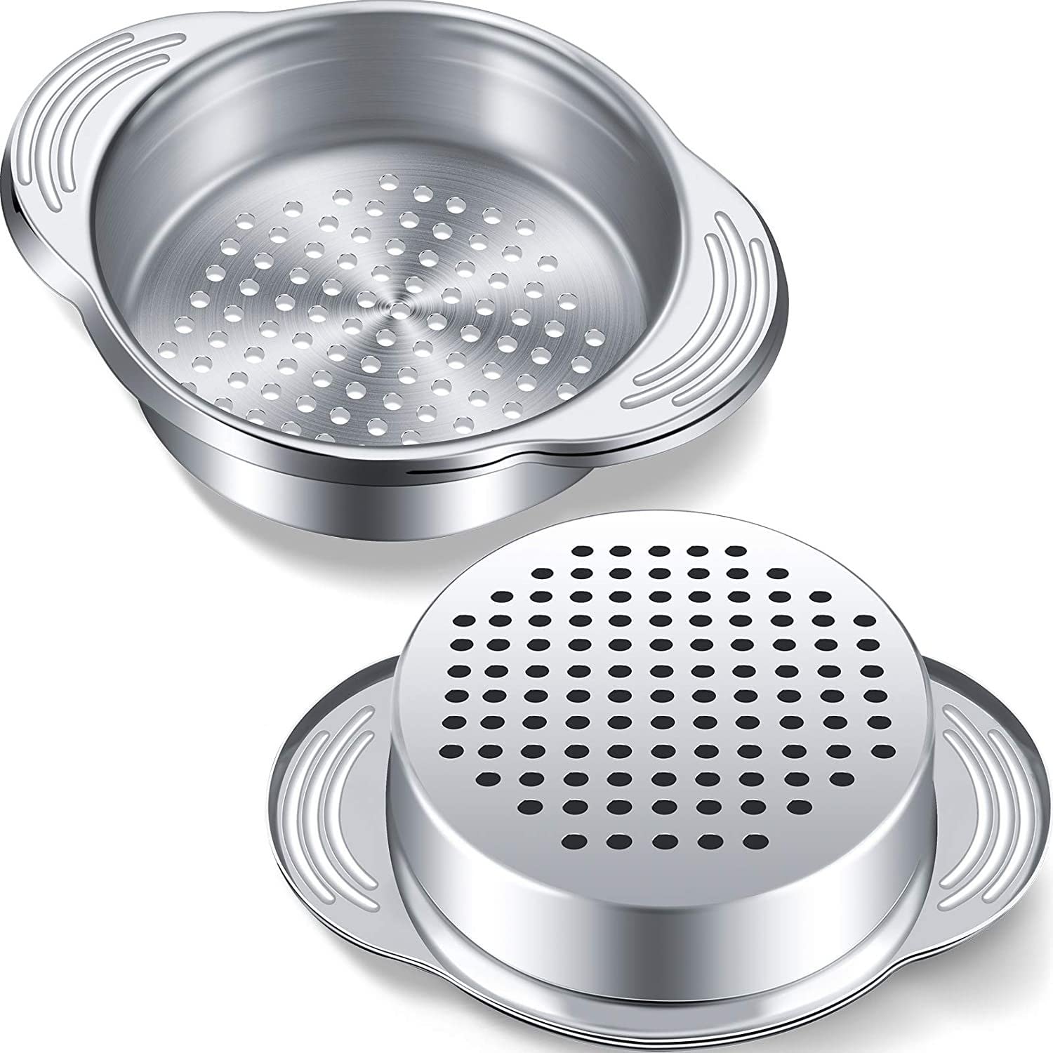 Jurhomie Stainless Steel Colander & Strainer - Multi-Purpose Beans Filter, Oil Drainer, Tuna Press & Can Strainer for Kitchen, Cooking & Food Prep