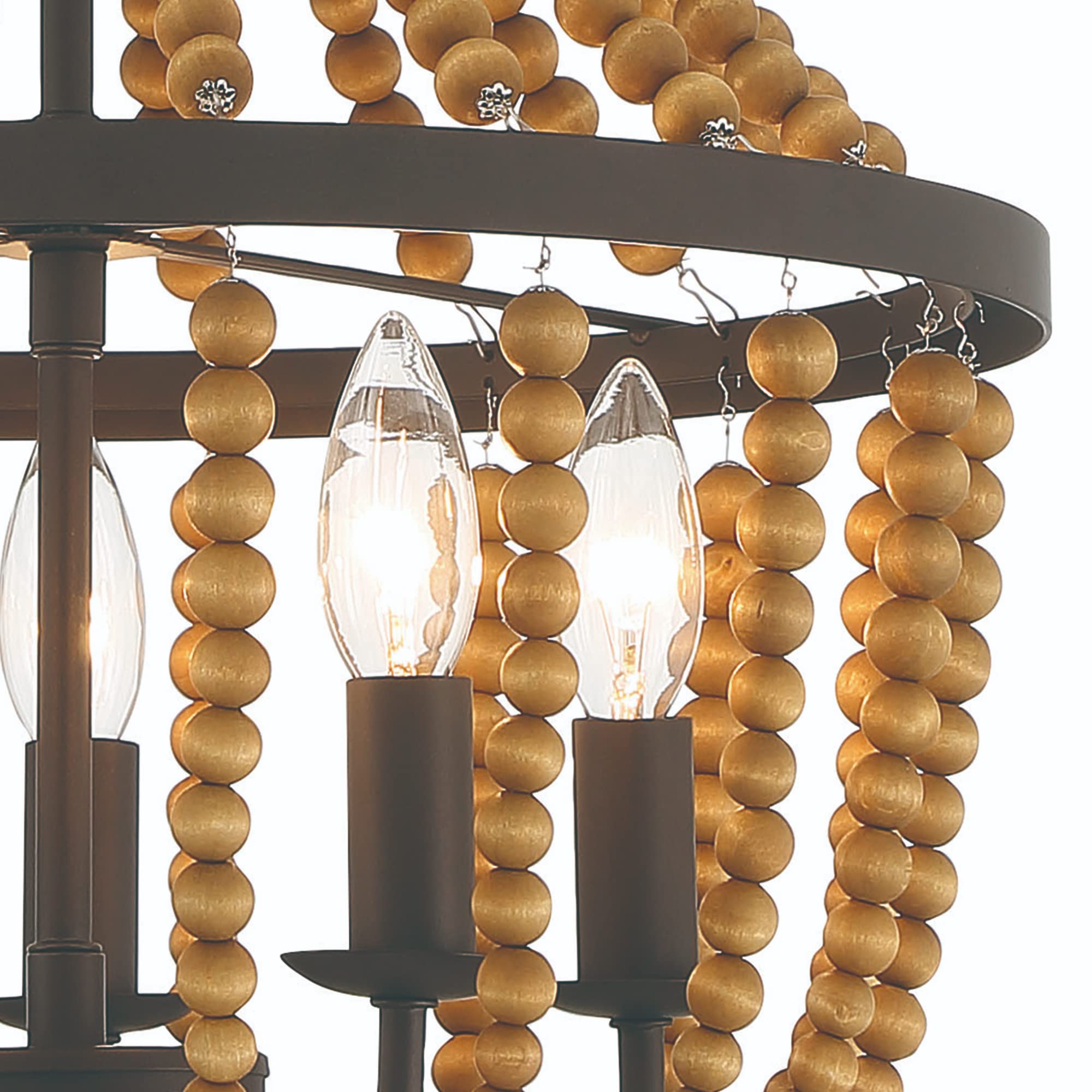 Vanity Art 5-Light Candle Style Empire Chandelier with Beaded Accents - Modern Hanging Ceiling Light Fixture for Dining Room, Kitchen & Living Room in Oil Rubbed Bronze | Elegant Lighting for Home Decor & Special Occasions (SYB3215RB-DK)
