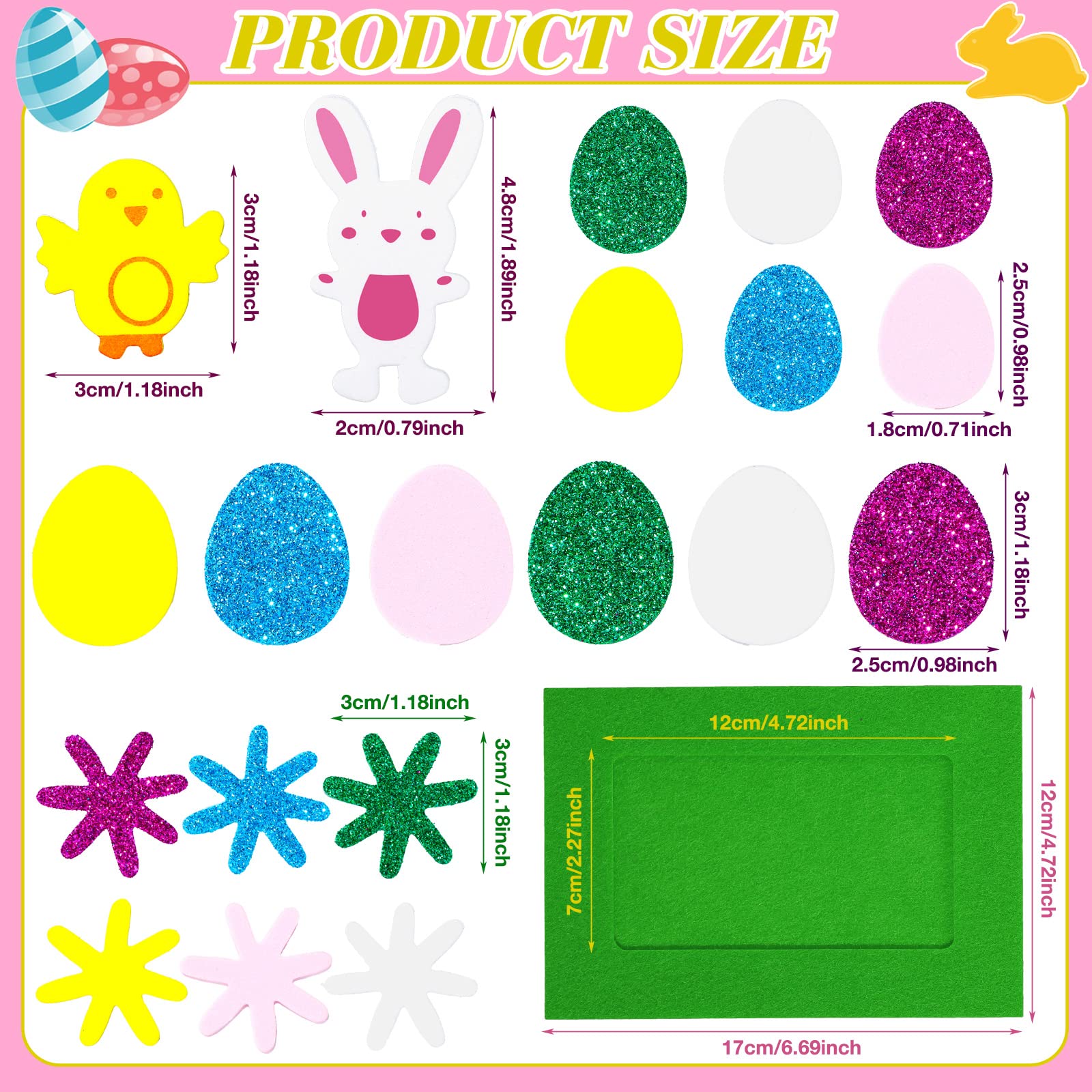 Easter DIY Craft Kit - 232pcs Felt Photo Frames & Stickers for Bunny Party Decor