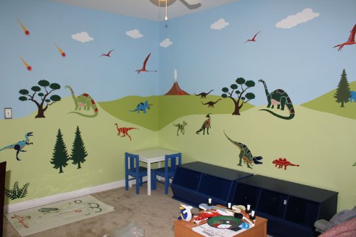 My Wonderful Walls Dinosaur Room Wall Mural - Peel & Stick Wall Decals for Kids Bedroom Decor | Dinosaur Theme Nursery Wall Stencils for Boys & Girls | Perfect for Playrooms, Classrooms & Birthday Party Decorations