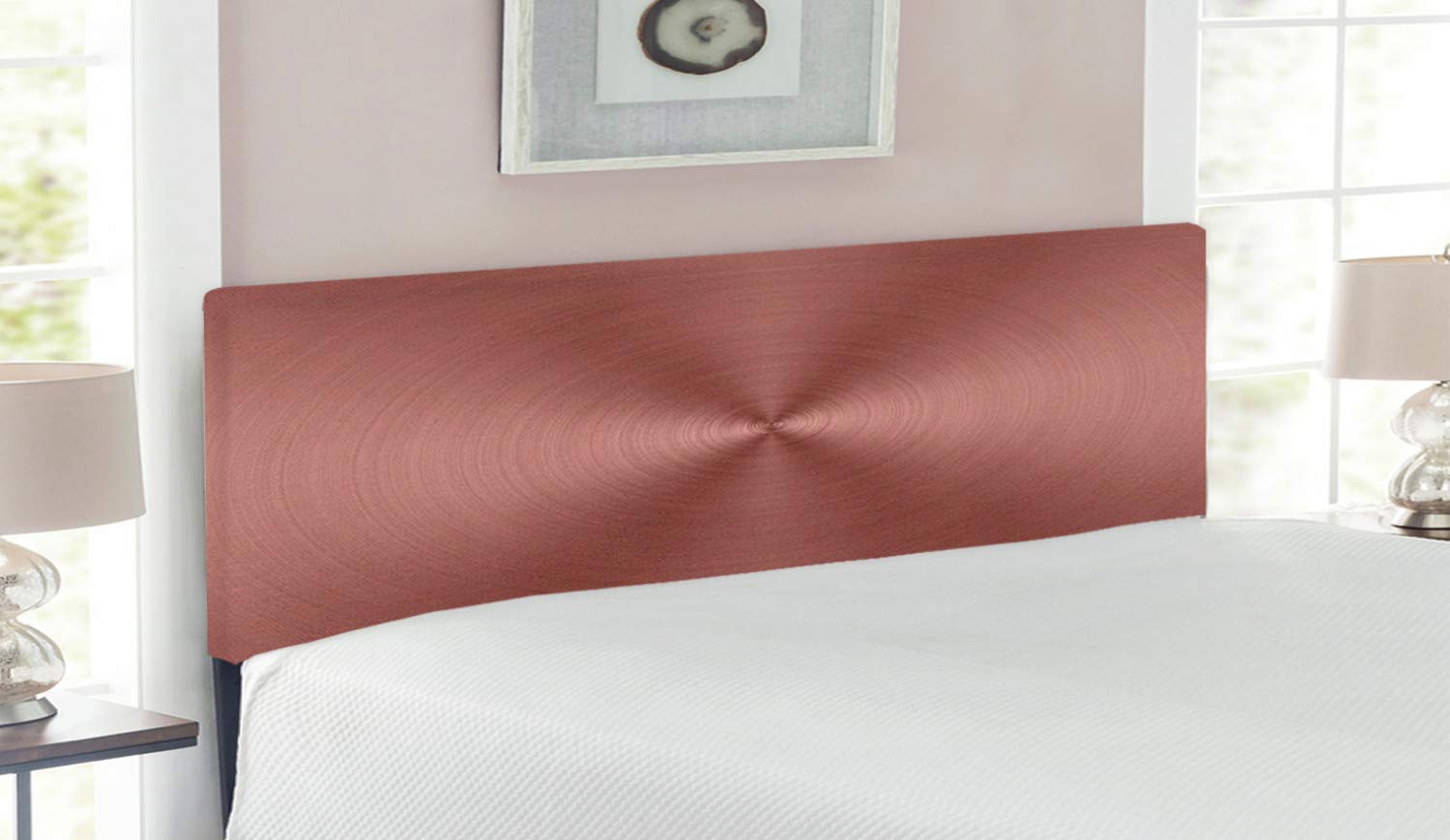 Ambesonne Modern Abstract Upholstered Headboard - Round Radial Ombre Design with Memory Foam, Queen Size in Chocolate Dried Rose | Decorative Metal Bed Headboard for Contemporary Bedroom Decor