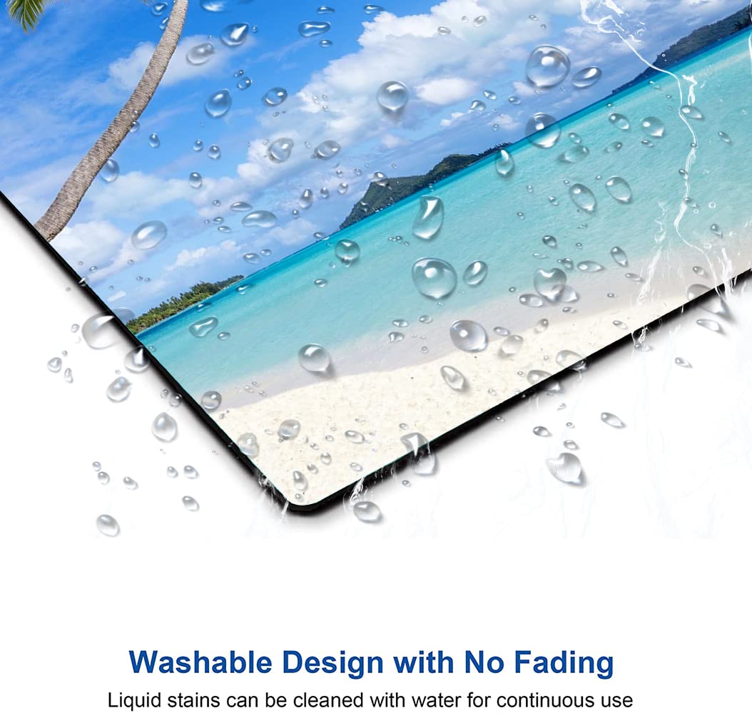 Beach Design Washable Non-Slip Mouse Pad - Square Cloth Mousepad for Office Laptop & Wireless Mouse - Cute Desk Accessory for Work & Gaming