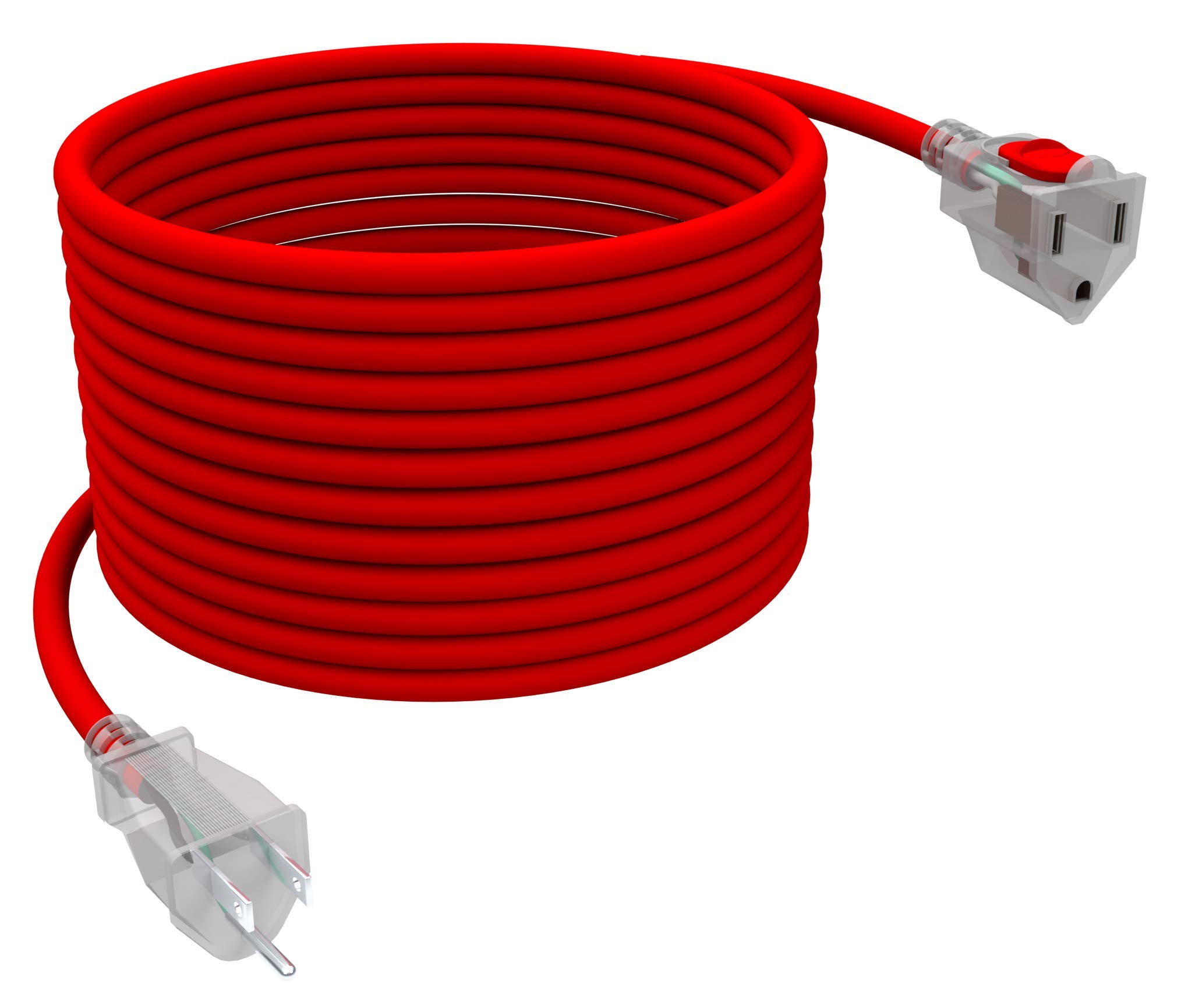 Stanley 37199 Heavy Duty Extension Cord 16AWG 15A 125V 12ft Outdoor Power Cord with 3-Prong Grounded Plug - Red - Ideal for Power Tools, Yard Equipment, and Outdoor Lighting