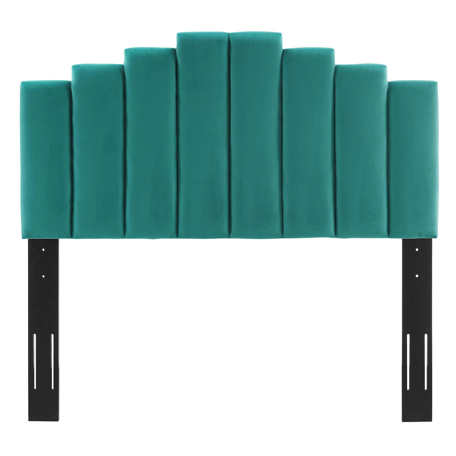 Modway Elise Channel Tufted Performance Velvet Full Platform Bed - Teal Upholstered Bed Frame with Gold Metal Legs | Modern Bedroom Furniture for Master Bedroom, Guest Room & Apartment