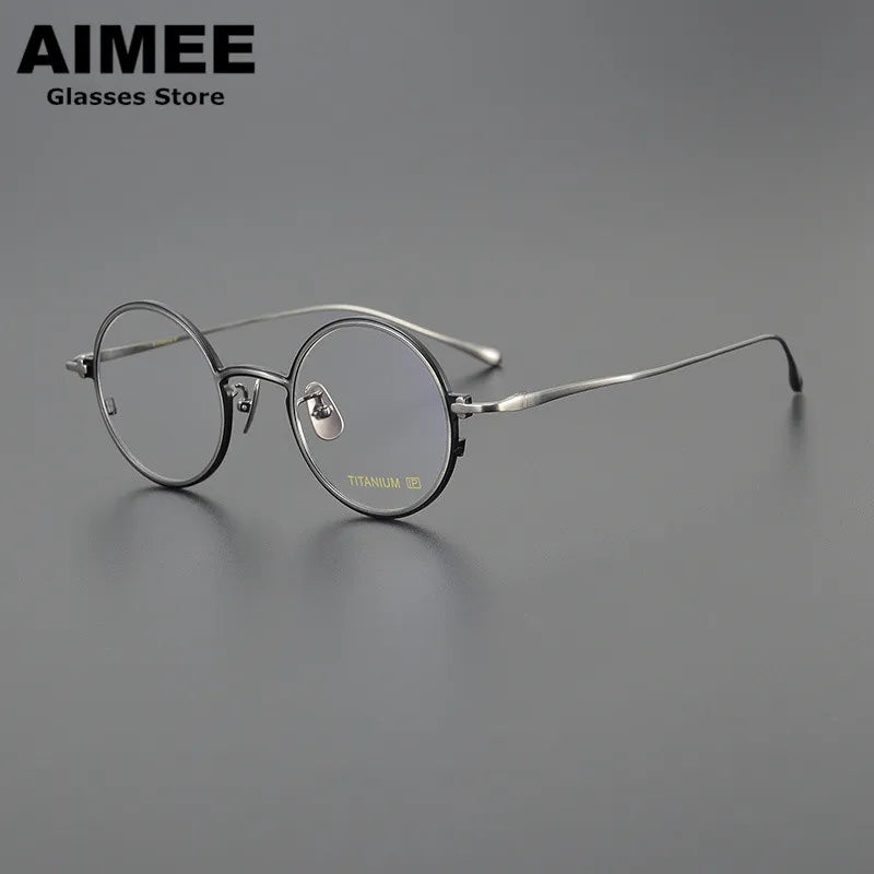 Stylish Unisex Small Round Titanium Eyeglasses Frame 4323 - Lightweight & Durable for Work, Reading & Everyday Wear