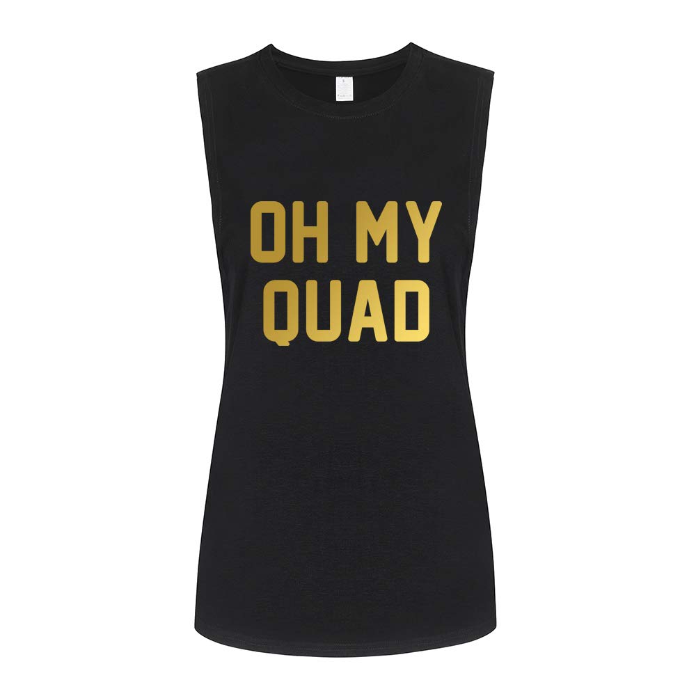 FANNOO Women's Workout Tank Tops - Funny 'Oh My Quad' Gym Shirts | Racerback Sleeveless Fitness Tops for Running, Yoga & Training