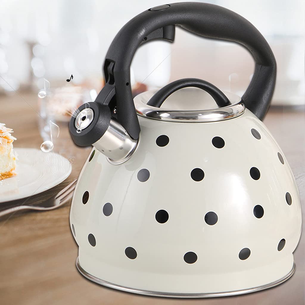 Premium Stainless Steel Whistling Tea Kettle - 3L Large Capacity Stovetop Teapot with Heat-Resistant Ergonomic Handle - Perfect for Home, Office & Restaurant Use - Elegant White Design