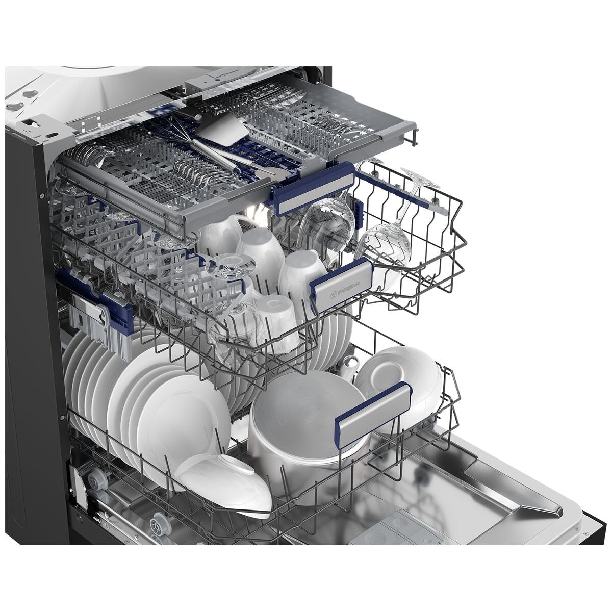 Westinghouse WSU6608KXB 60cm Built-in Dishwasher with Auto Door & Steam Function - Stainless Steel Finish for Modern Kitchens | Perfect for Small Spaces & Energy-Efficient Cleaning