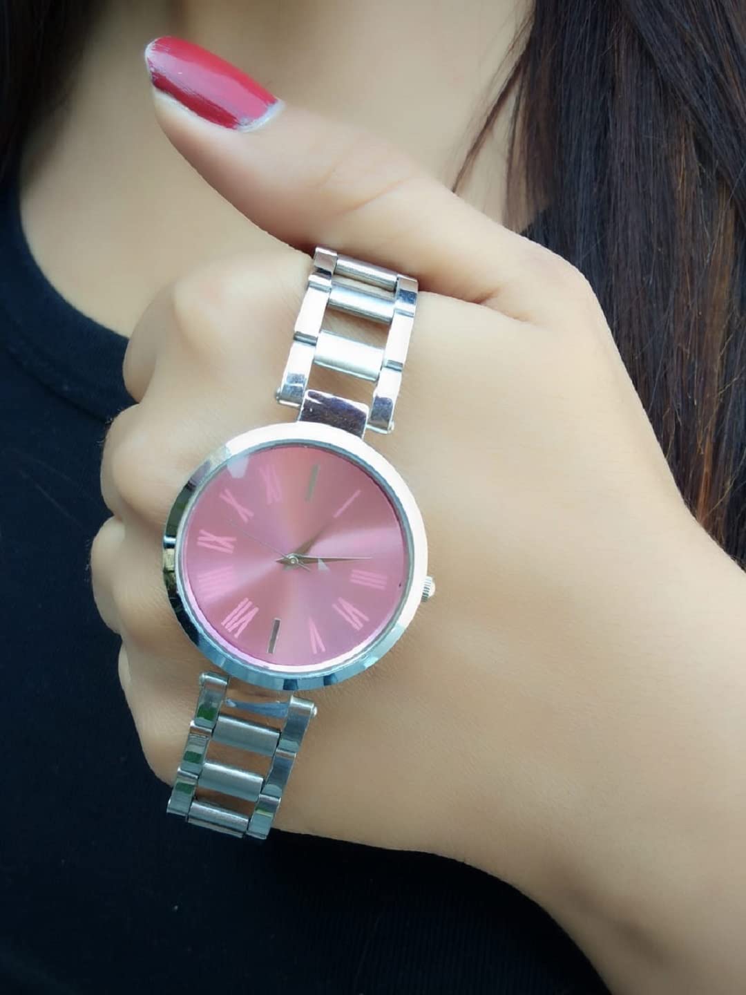 LAKSH Women's Stainless Steel Casual Watch (SR-460 AT-460) - Silver Fashion Watch for Everyday Wear, Office & Outdoor Activities