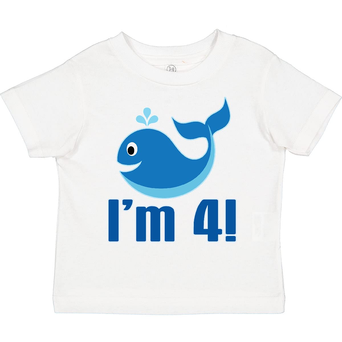 Inktastic 4th Birthday Whale Graphic Toddler T-Shirt - Cute Whale Design for 4 Year Old Boys & Girls - Perfect for Birthday Parties, School & Playtime