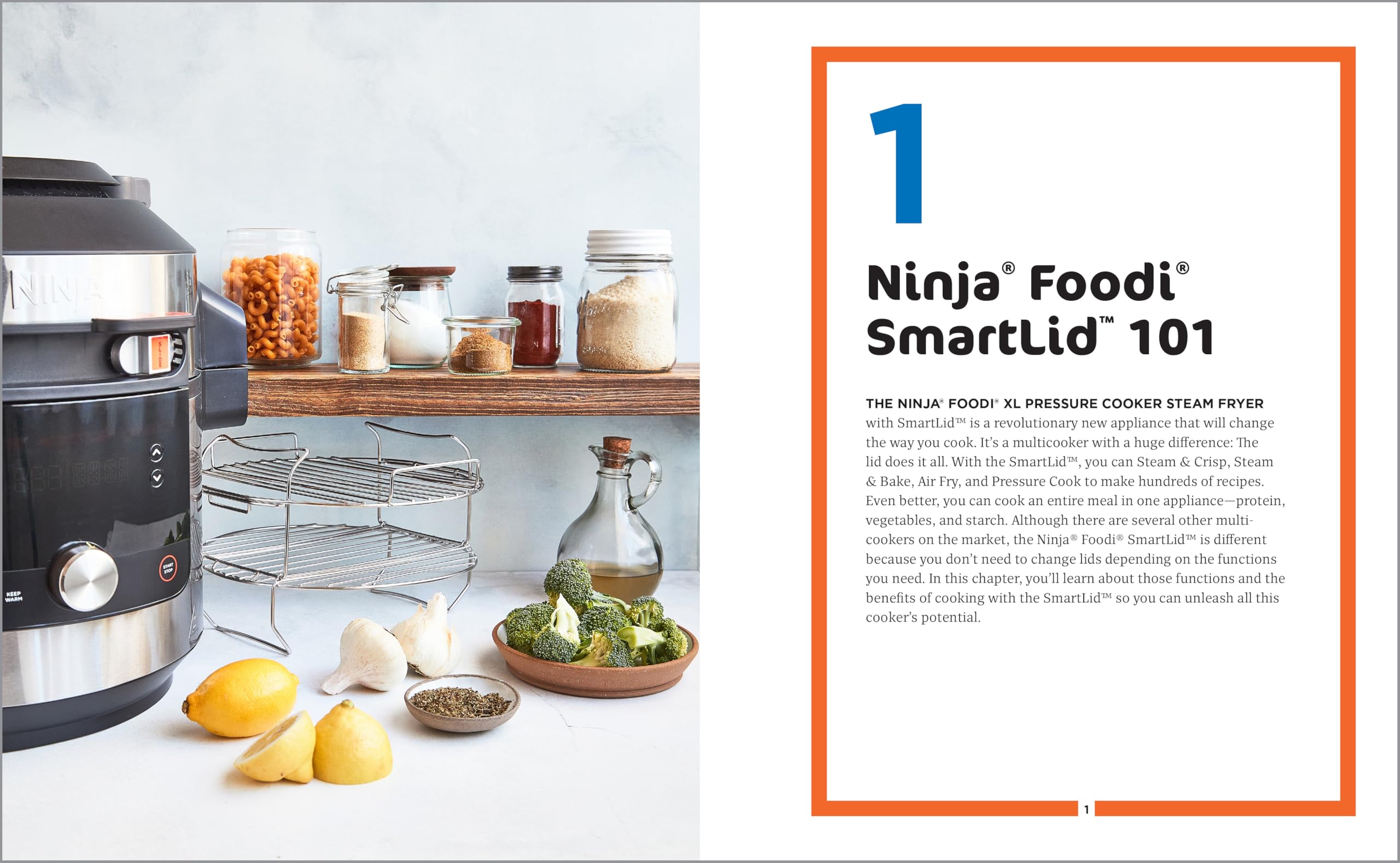 Ninja Foodi XL 8-in-1 Pressure Cooker & Air Fryer Combo with SmartLid Technology - 6.5QT Capacity for Steam Crisping, Pressure Cooking & Air Frying - Includes Free Digital Cookbook with 75 Beginner Recipes - Perfect for Family Dinners, Meal Prep & Healthy Cooking