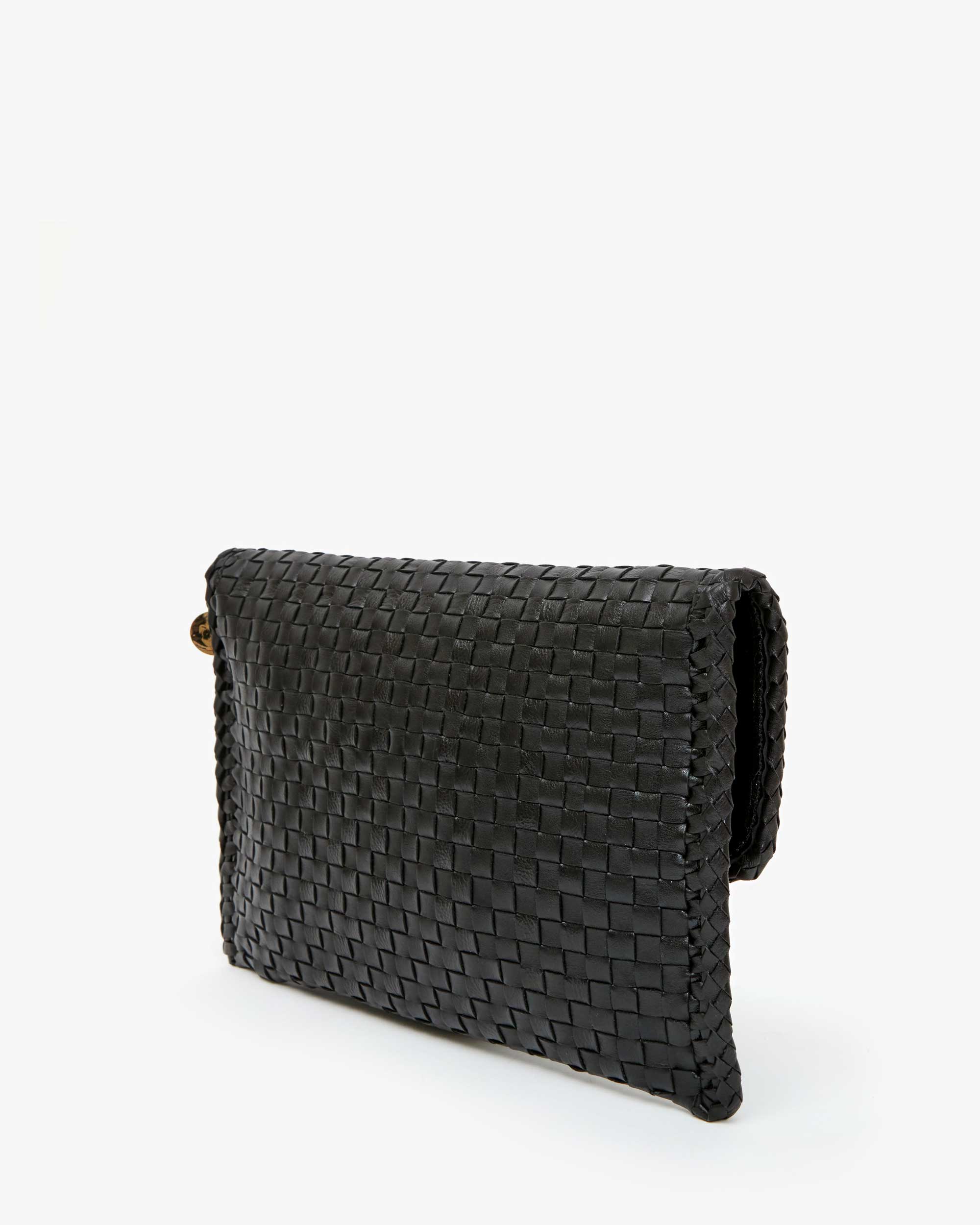 Stylish Black Woven Checker Envelope Clutch - Elegant Women's Handbag for Evening Parties, Date Nights & Special Occasions