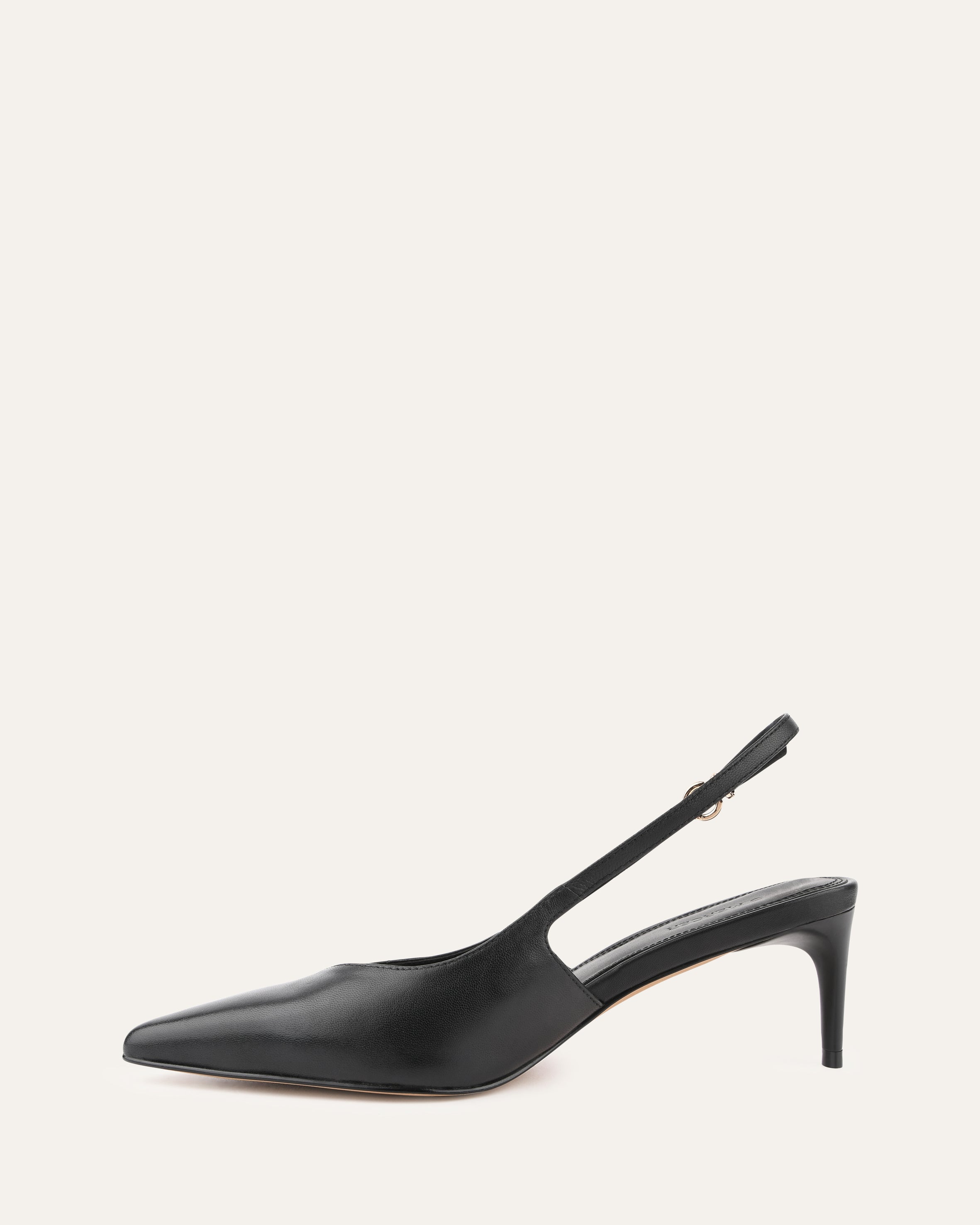 Julian Black Leather Mid Heels - Women's Comfortable Chunky Heel Shoes for Work, Office, and Party Wear