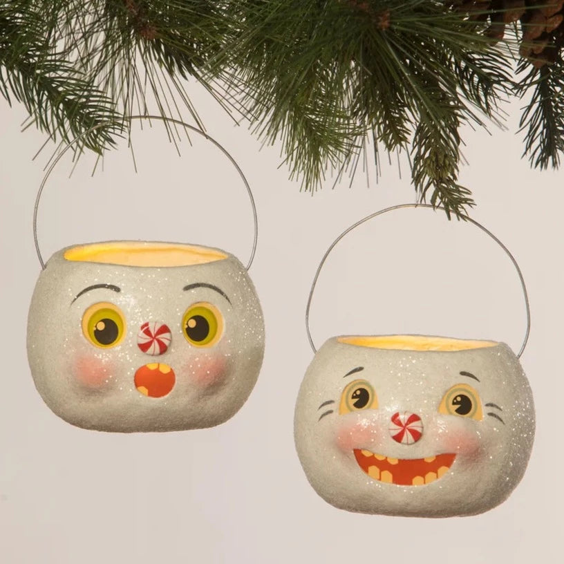 Happy Snowman Bucket Petite - Festive Holiday Decor by Bethany Lowe Designs - Perfect for Christmas Mantel, Table Centerpiece & Winter Home Decor