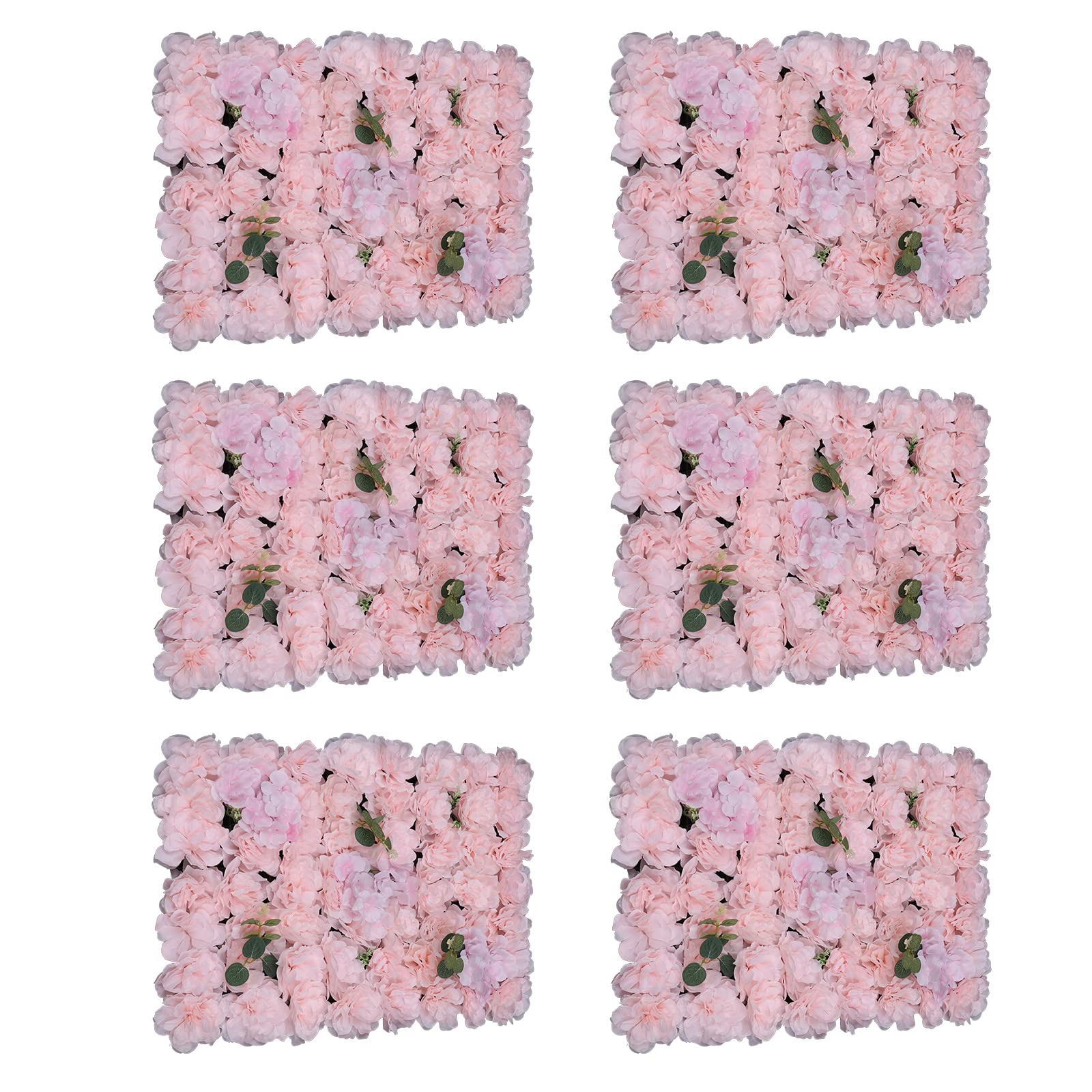 6 Pack Artificial Silk Dahlia Flower Wall Panels - 23.62x15.74 Inch Light Pink Wedding Backdrop, Event & Home Decor - Perfect for Weddings, Parties, Baby Showers and Wall Decoration